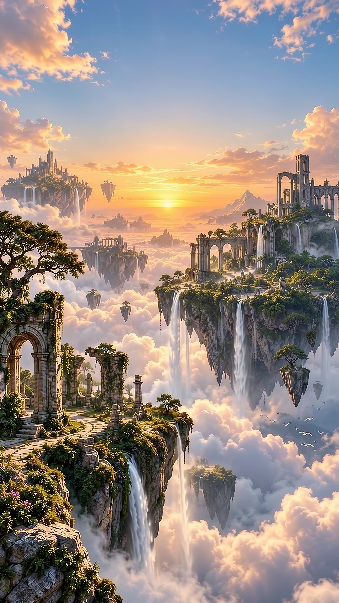 Waterfalls and Drifting Clouds