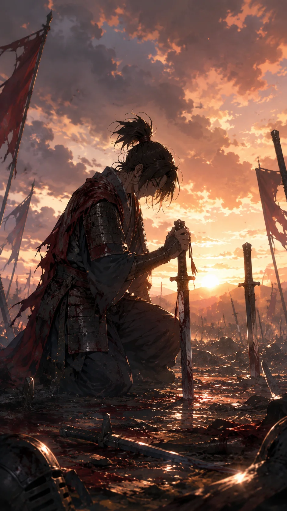 Battlefield Sunset Fallen Warrior