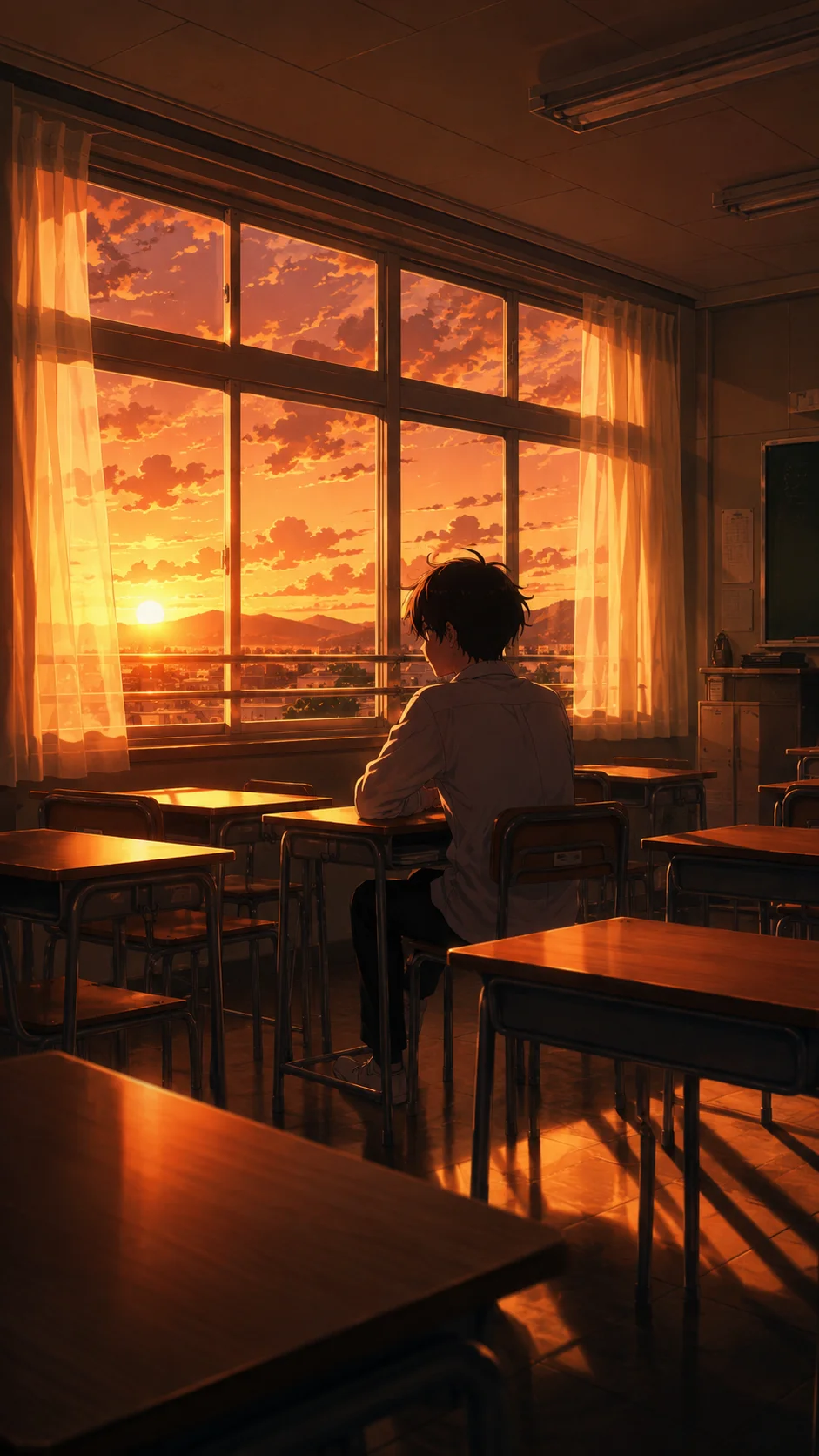 Empty Classroom Golden Hour
