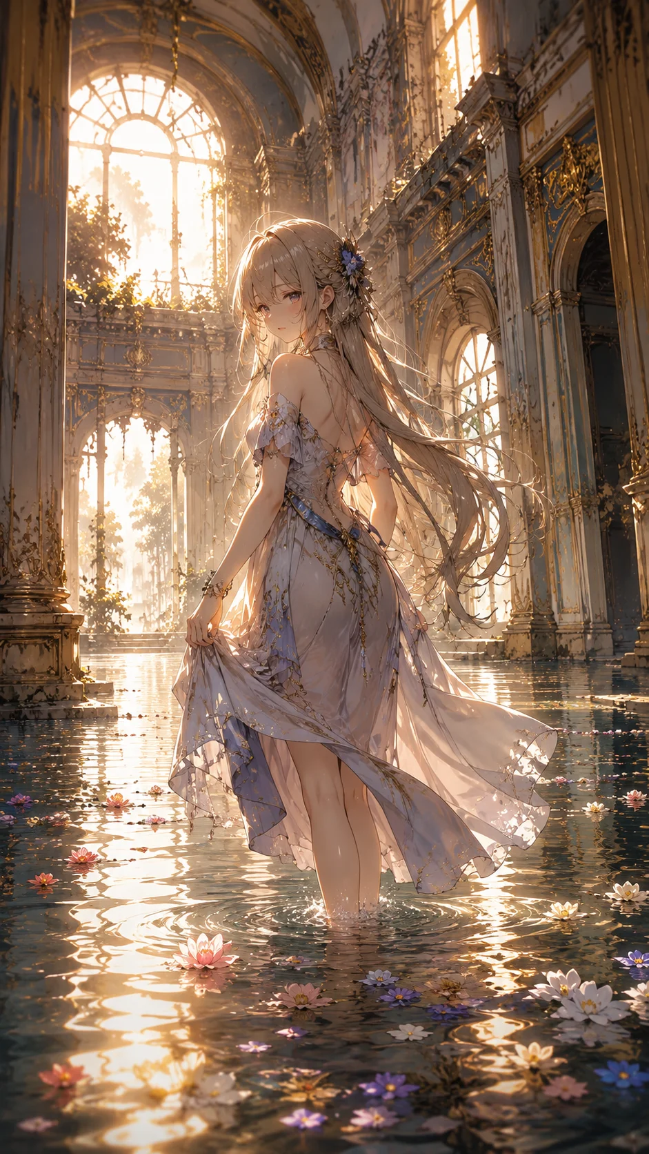 Flooded Palace White Gown