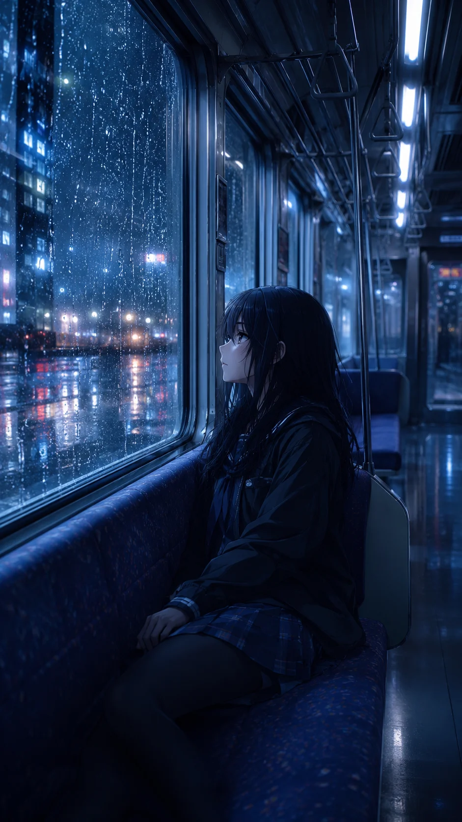 Rainy Night Train Window
