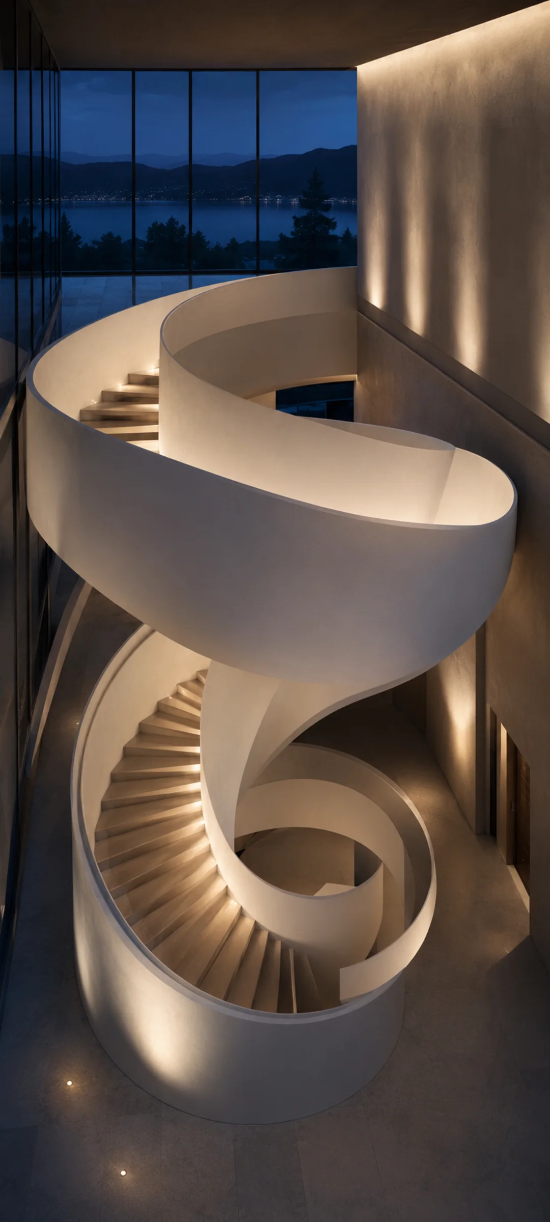Blue Hour Sculptural Staircase