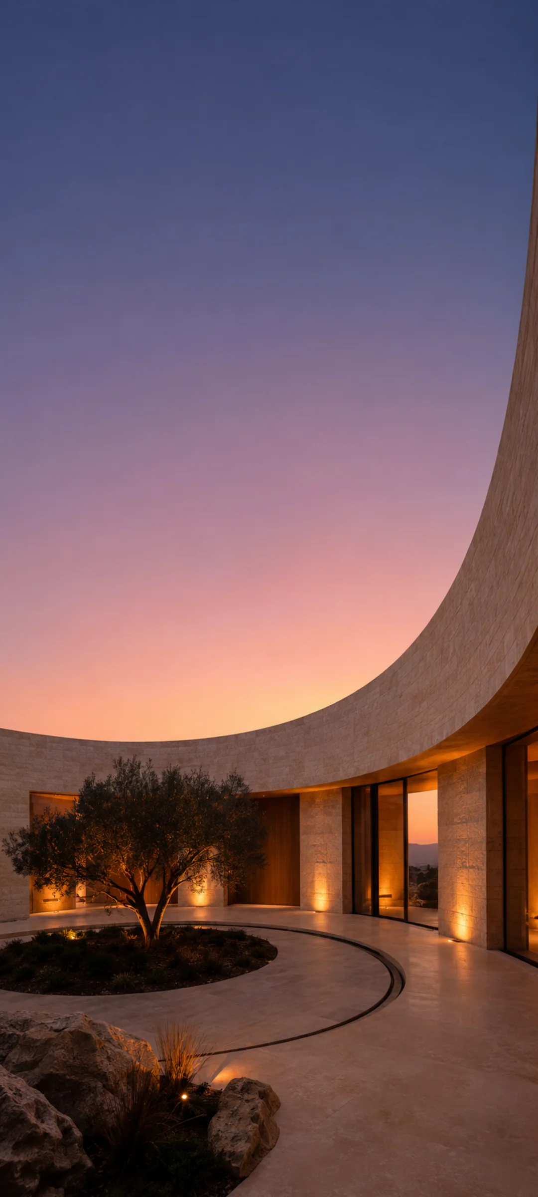 Dusk Travertine Courtyard