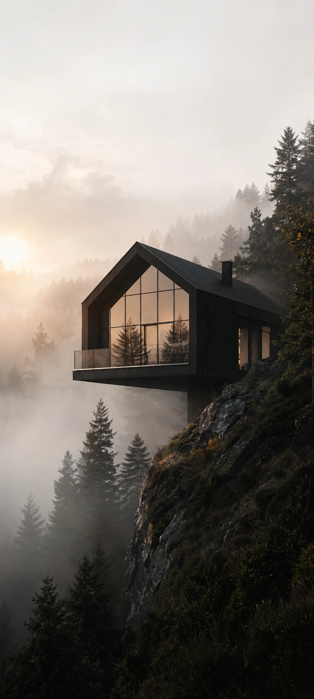 Foggy Dawn Cantilevered Cabin