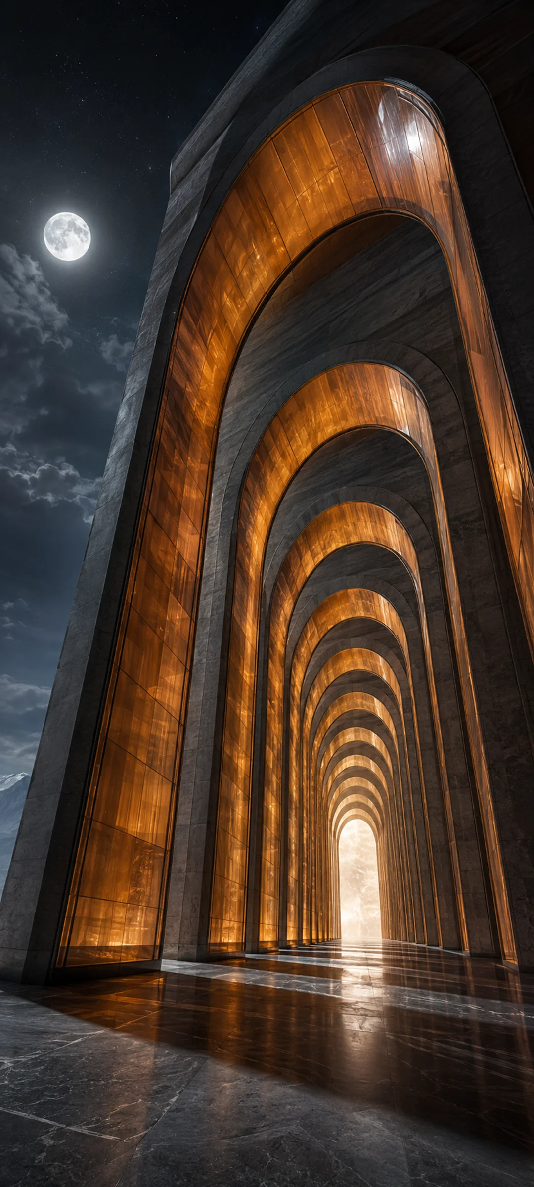 Moonlit Monumental Amber Arches