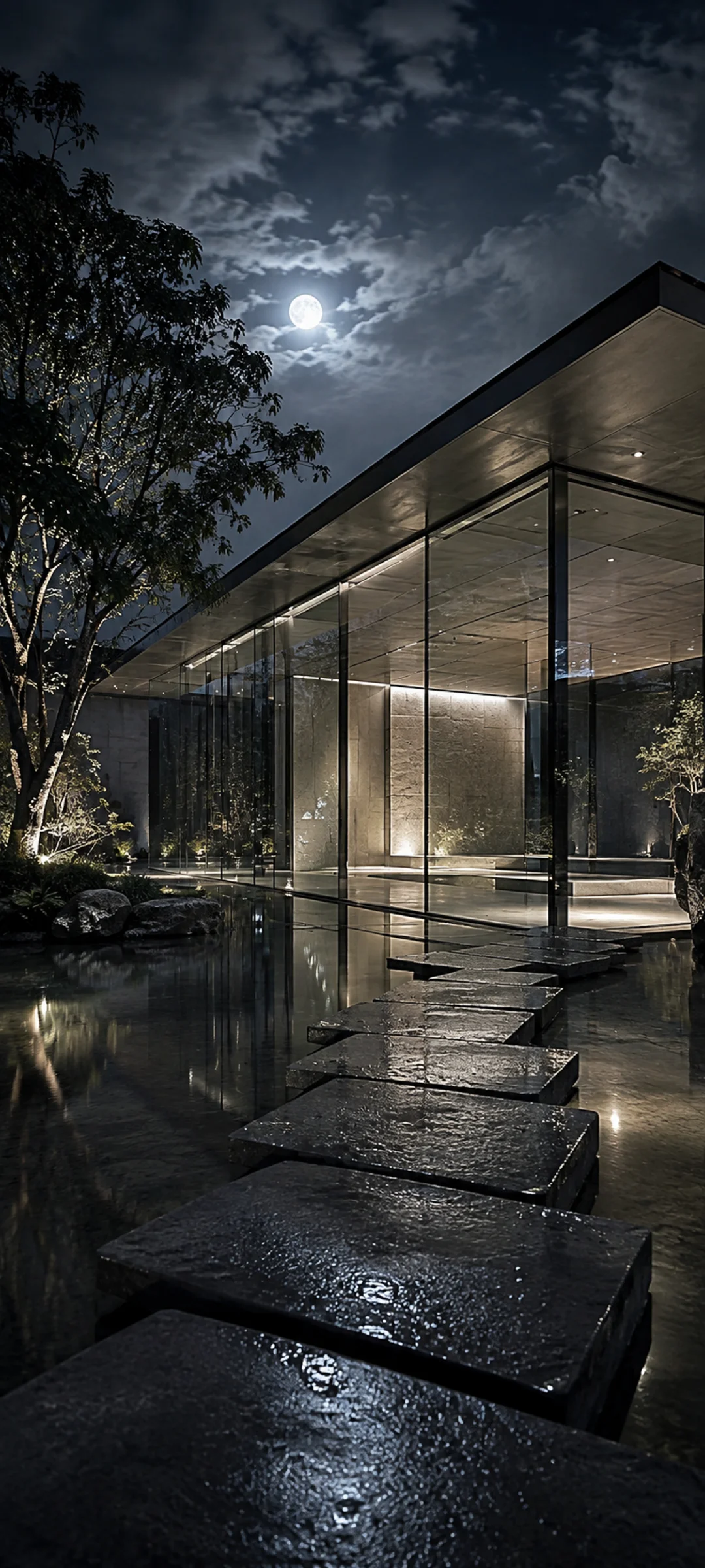Moonlit Rain Glass Pavilion