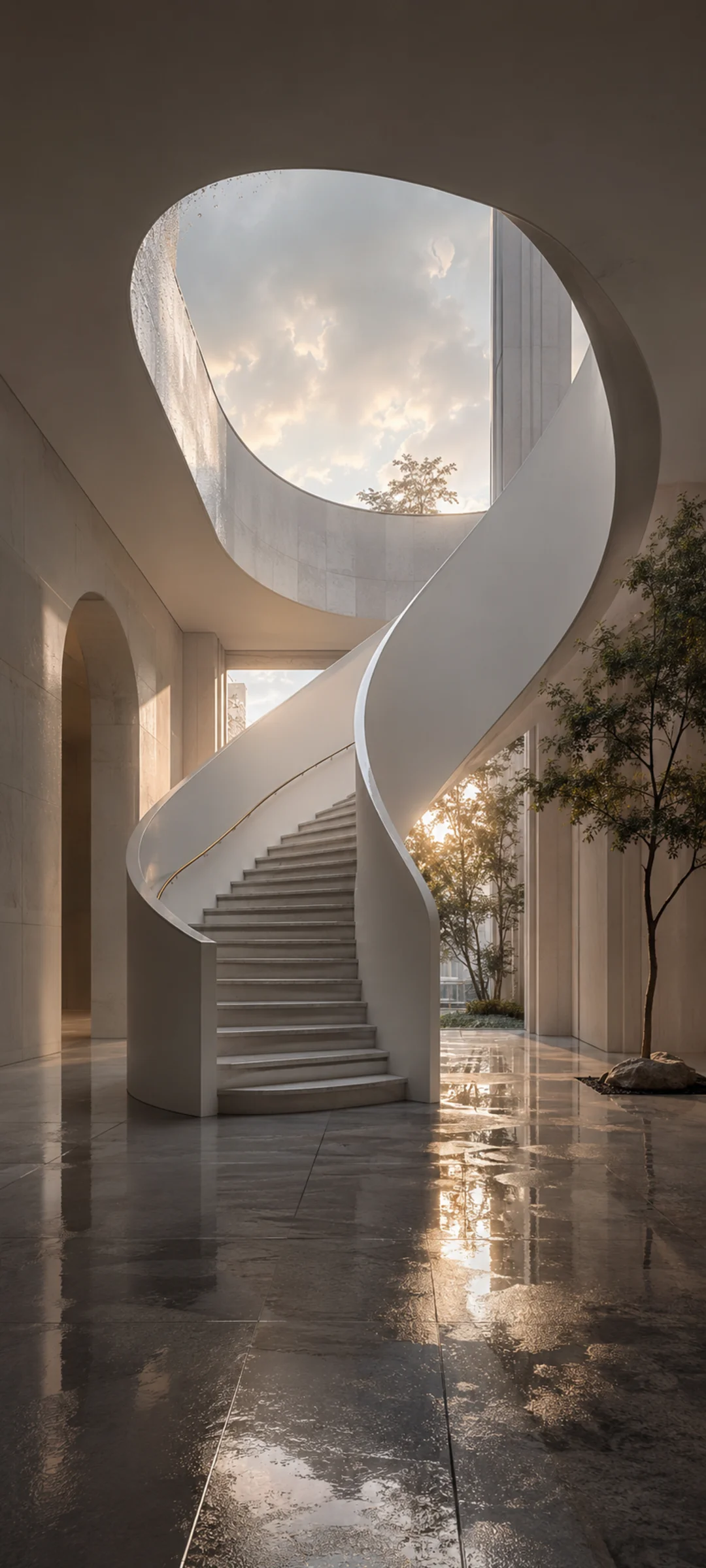 Rain Reflection Sculptural Staircase