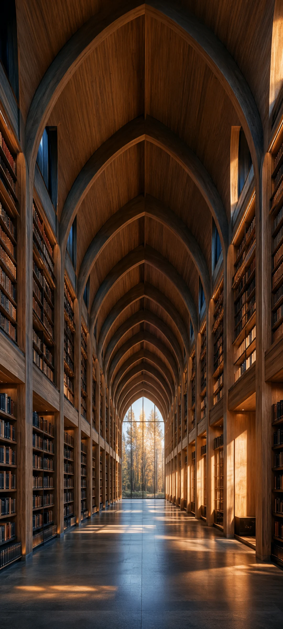 Sunrise Vaulted Wood Library