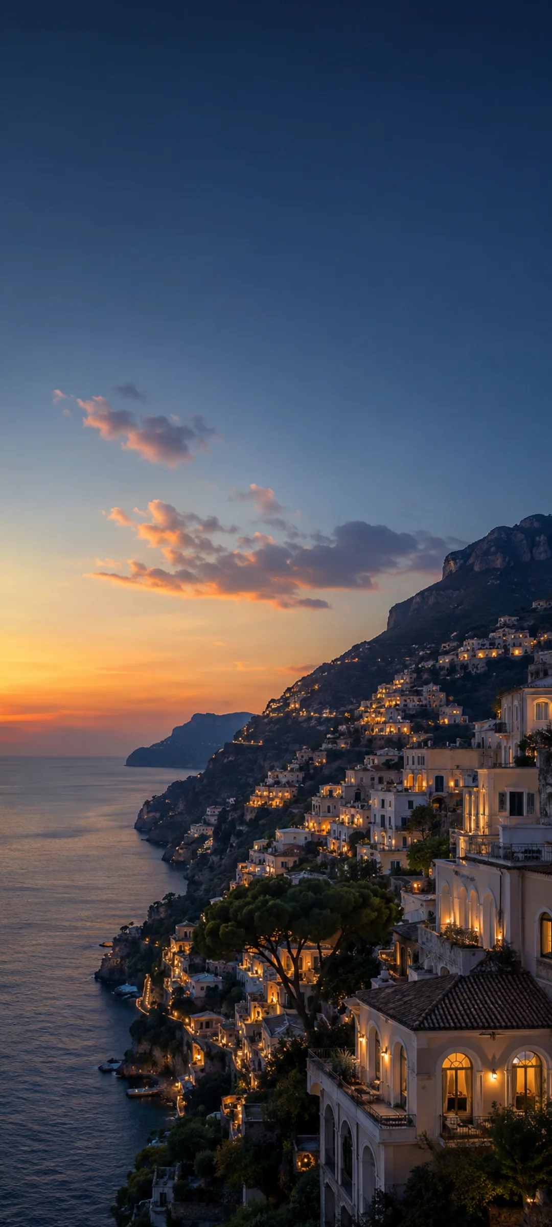 Blue Hour Hillside Town