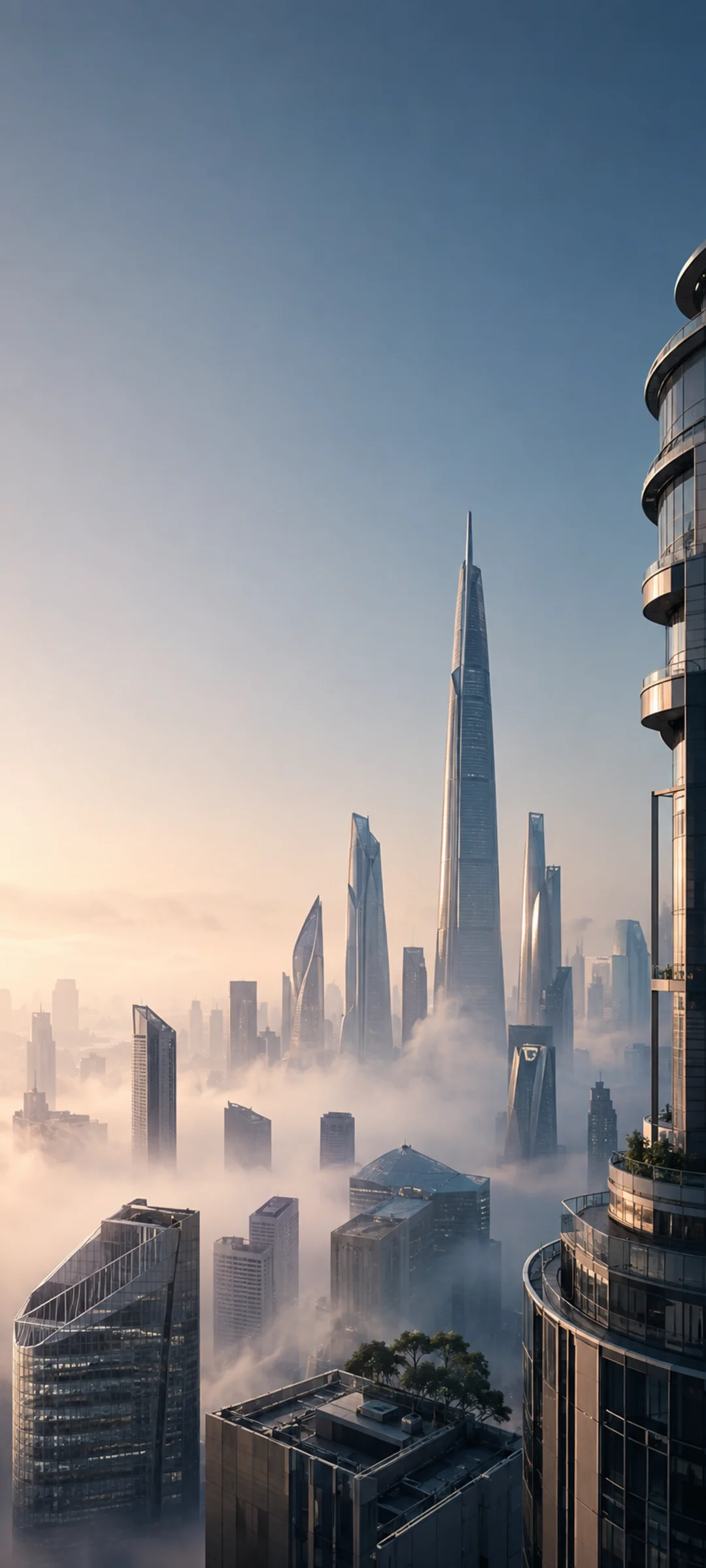Futuristic Financial District Fog