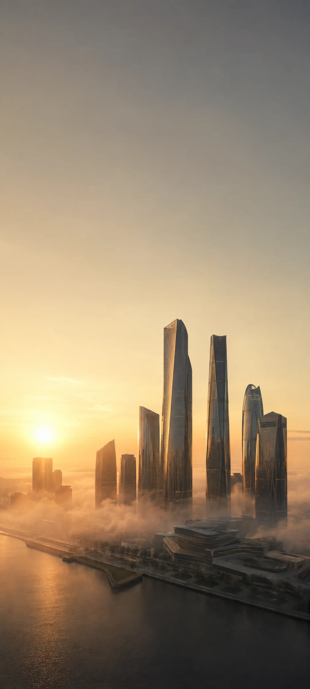 Futuristic Financial District Sunrise