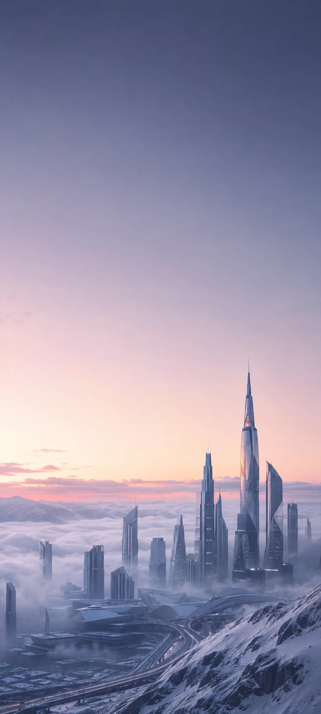 Futuristic Financial District Winter
