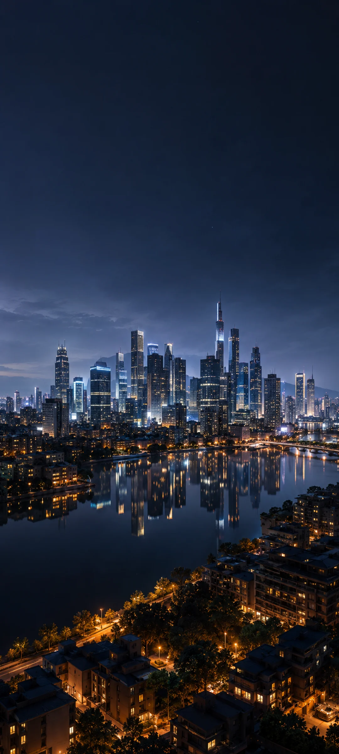 Modern Skyline Night River