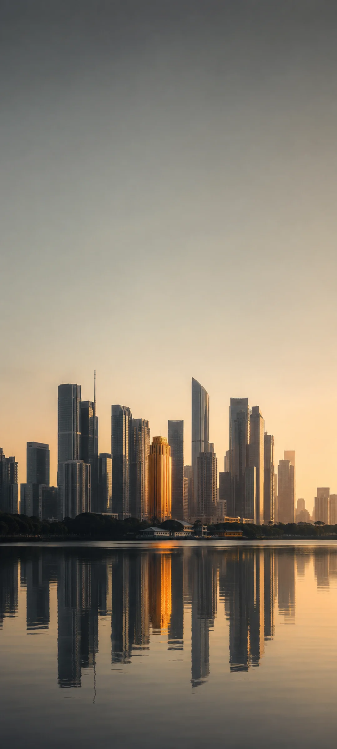 Monochrome Golden Accent Skyline