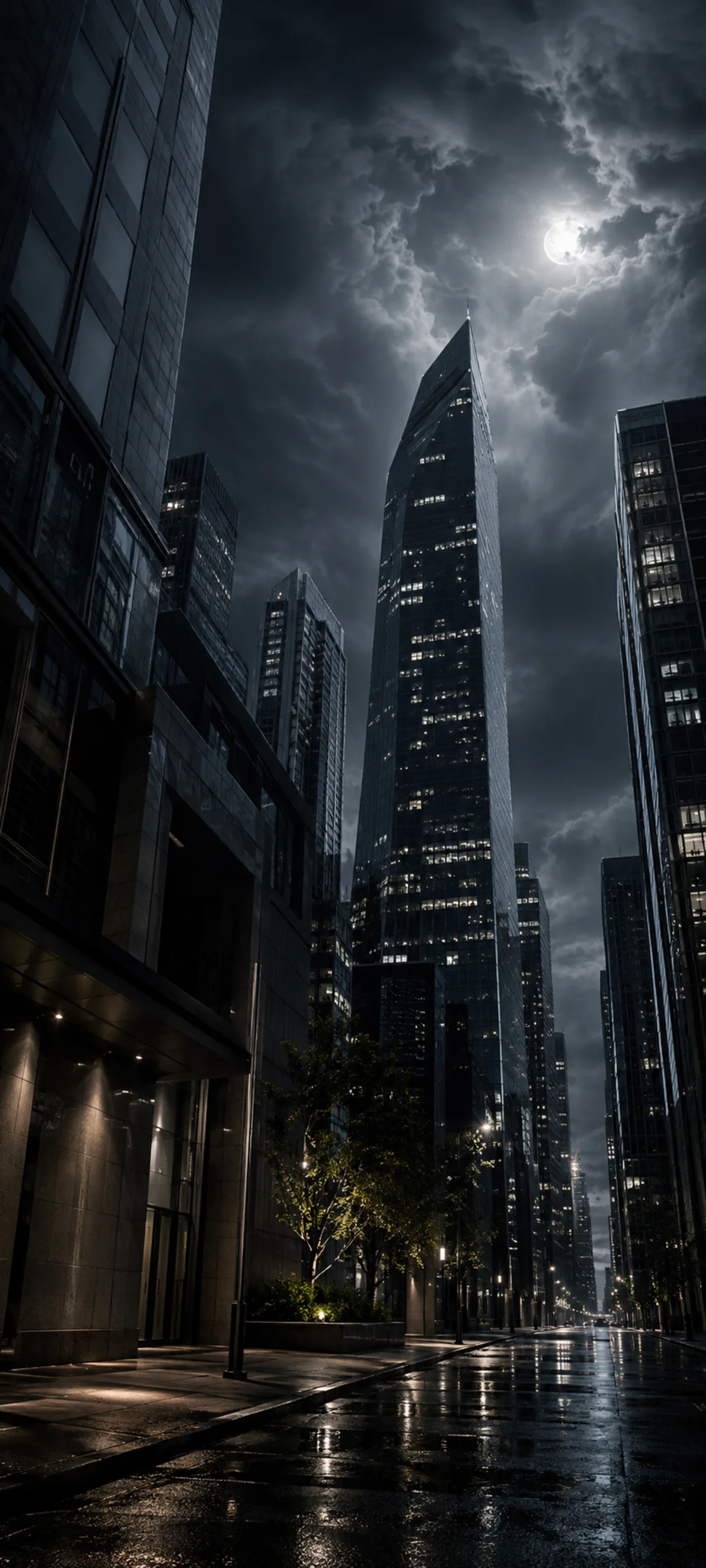 Moonlit Storm Downtown
