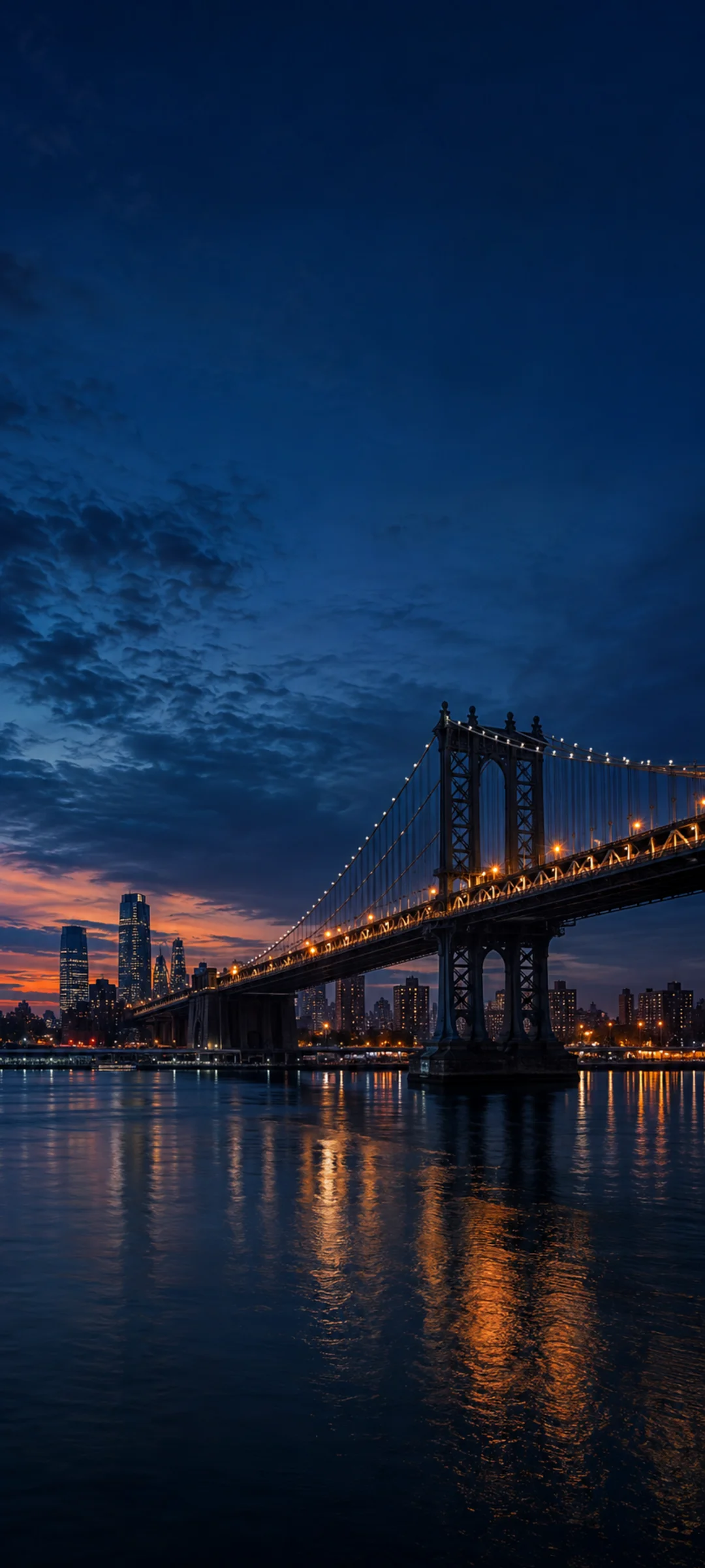 New York Manhattan Bridge Blue Hour