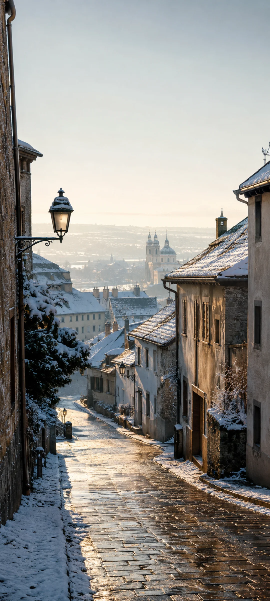 Old City Street Winter Snow