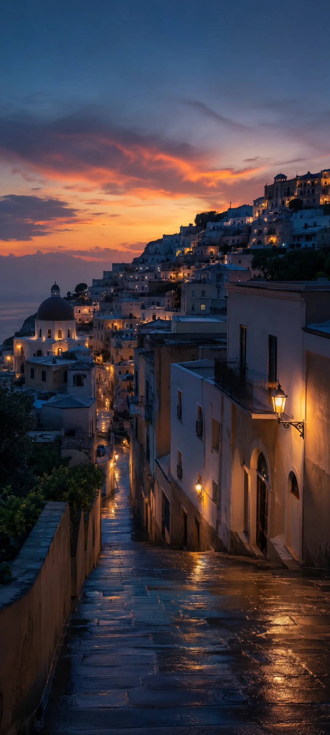 Rainwashed Hillside Town