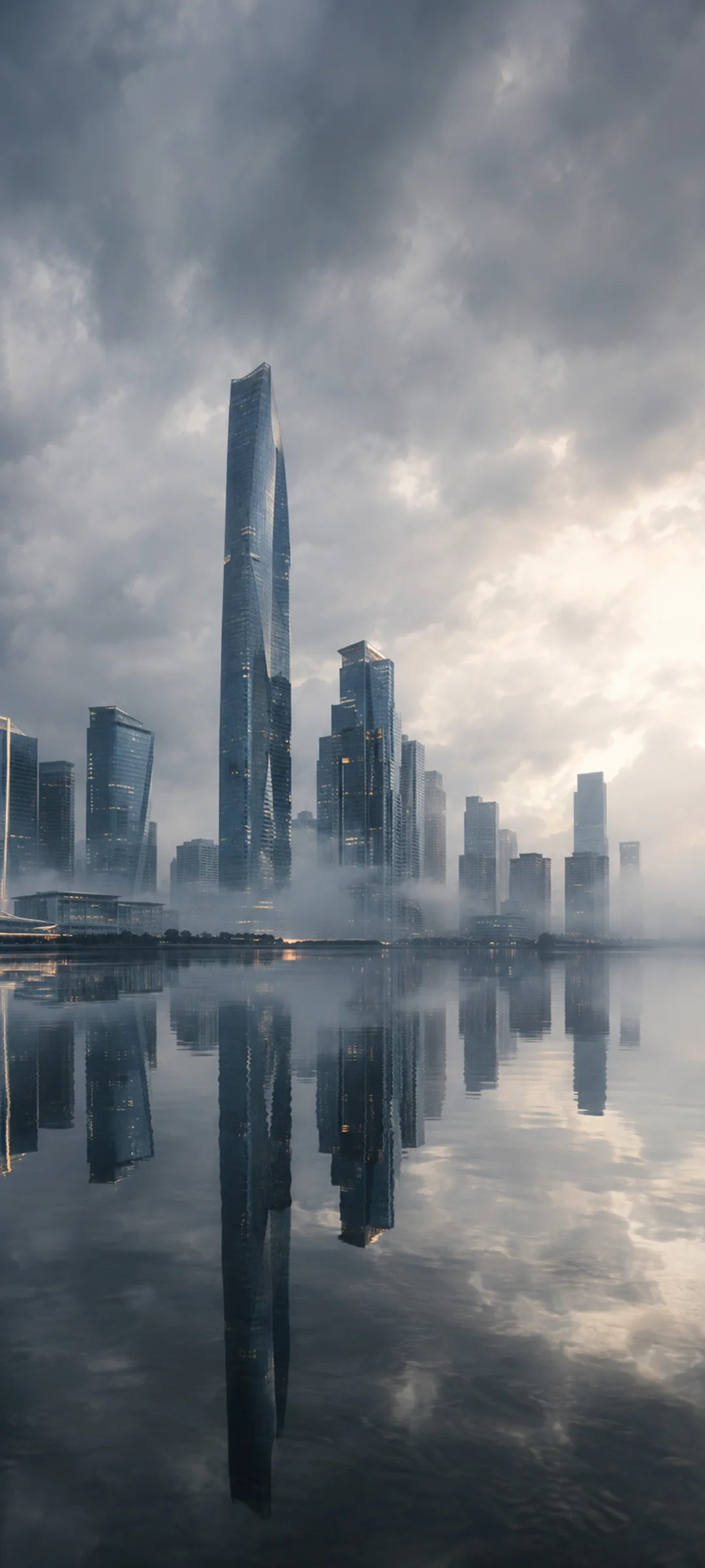 Shanghai Storm Fog Skyline