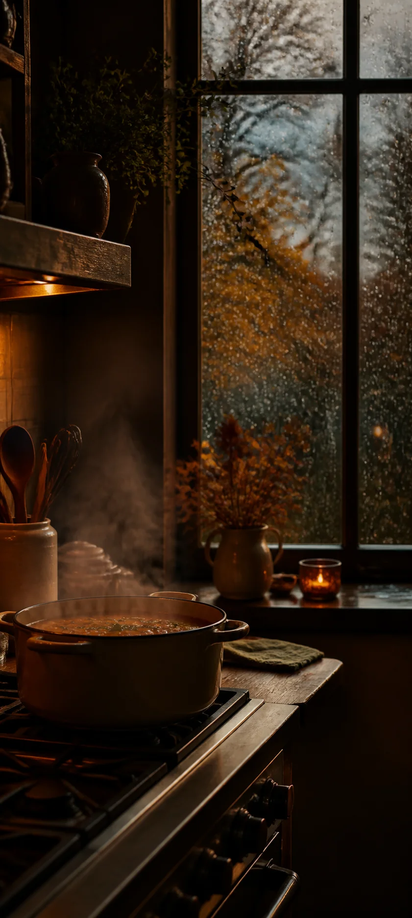Blue Hour Autumn Kitchen