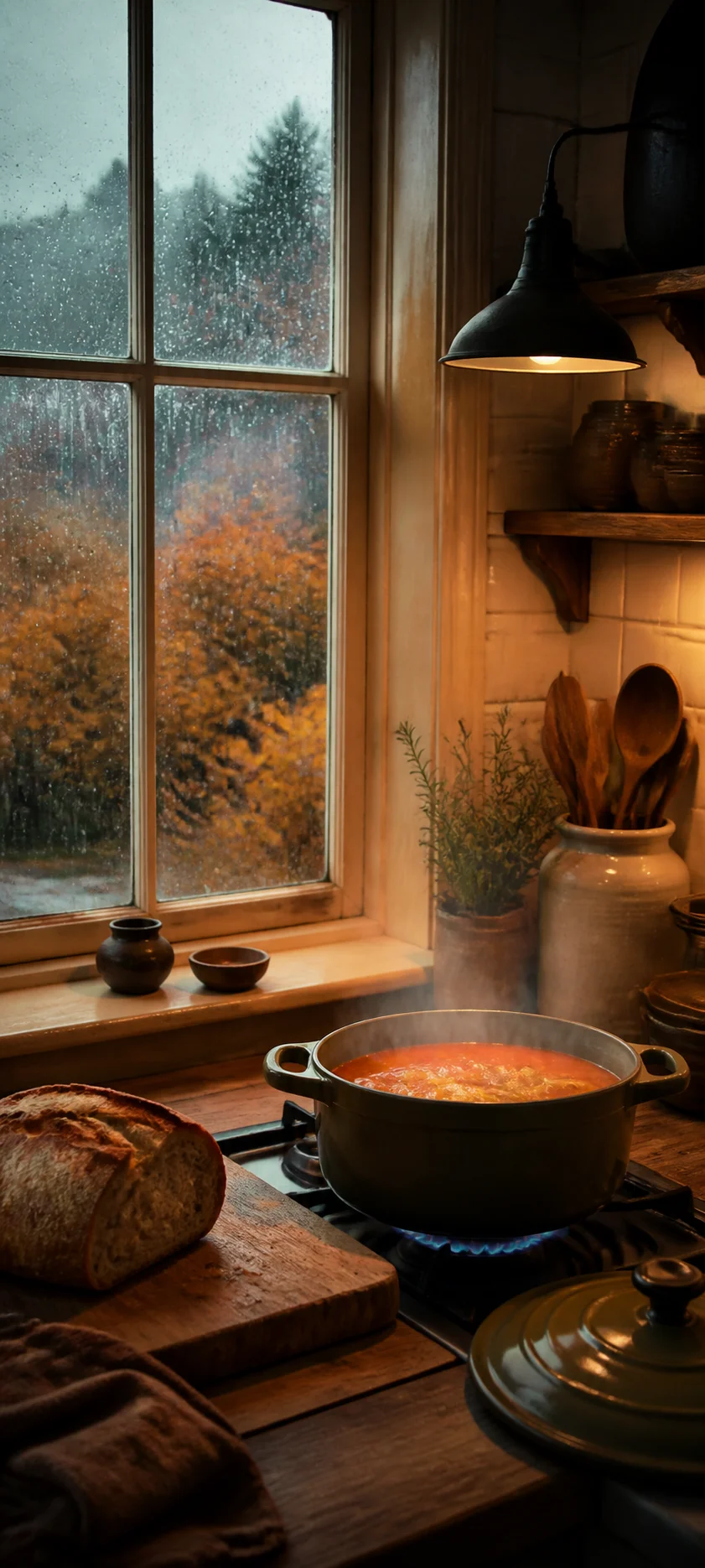 Cinematic Dawn Autumn Kitchen