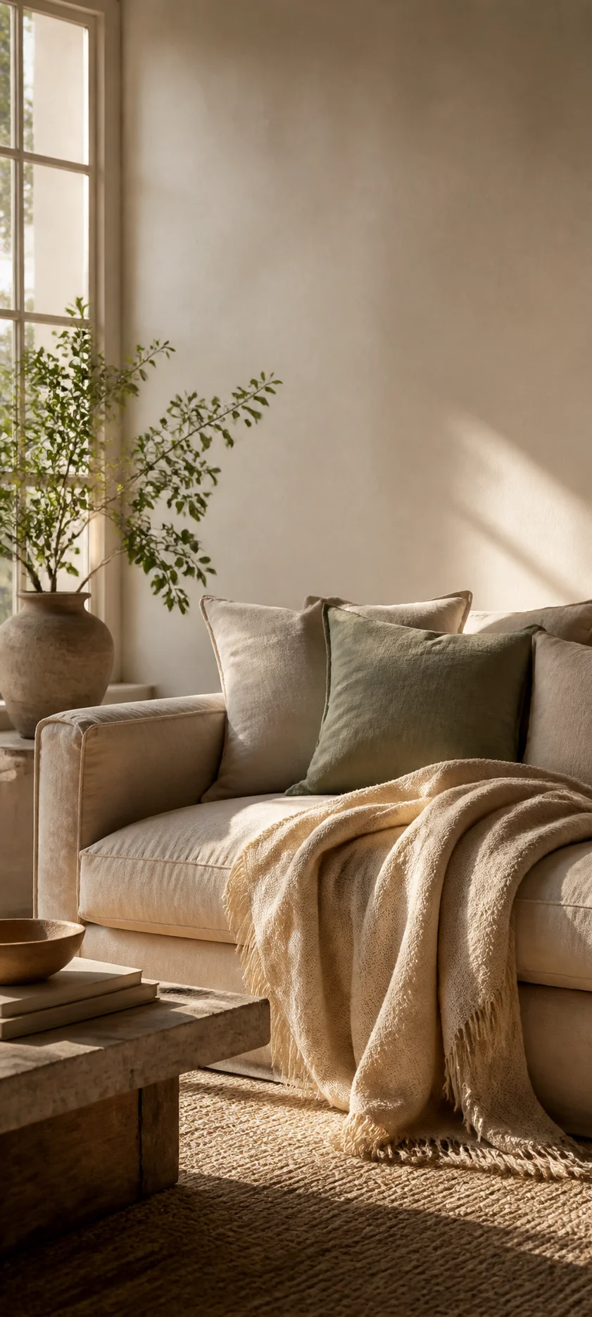 Cinematic Dawn Sunlit Sofa
