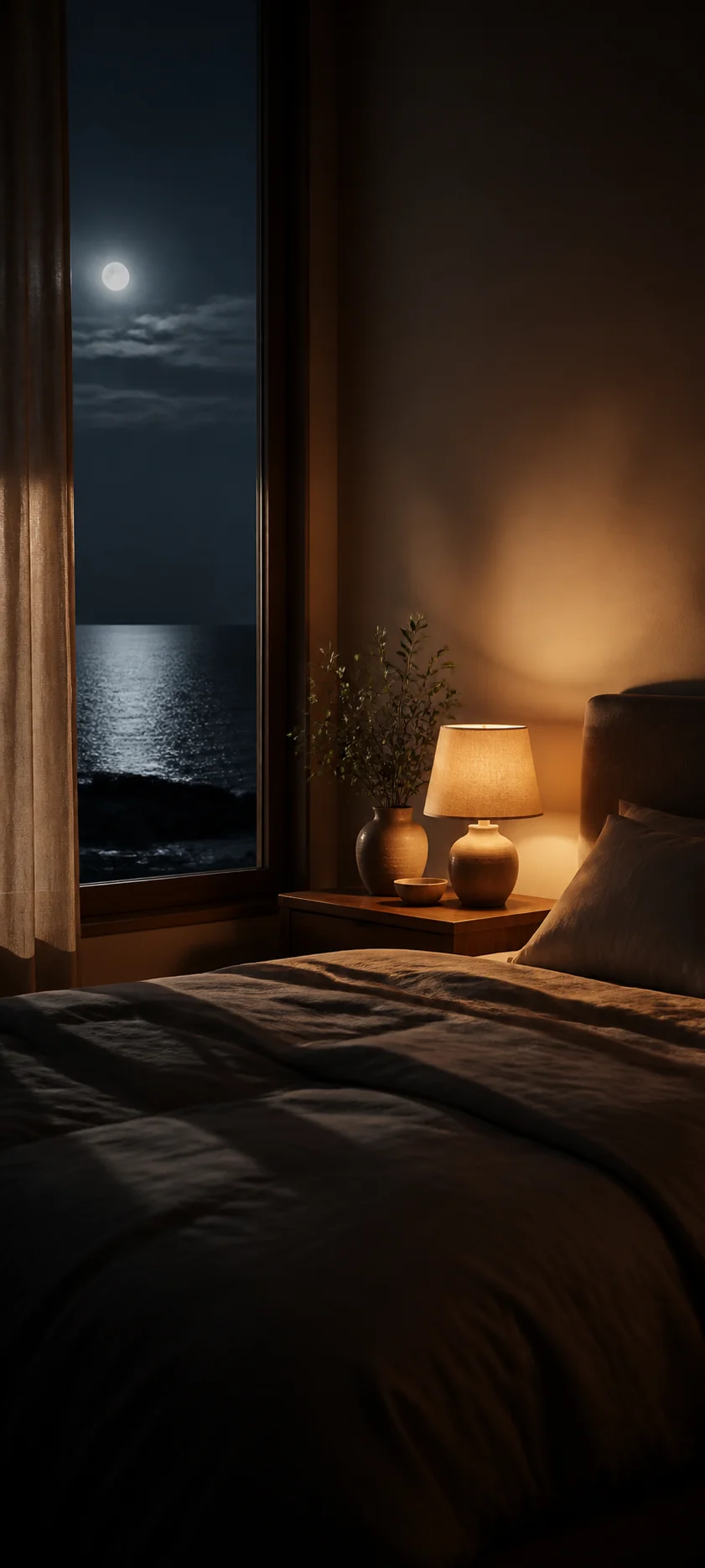 Minimal Luxe Moonlit Bedroom