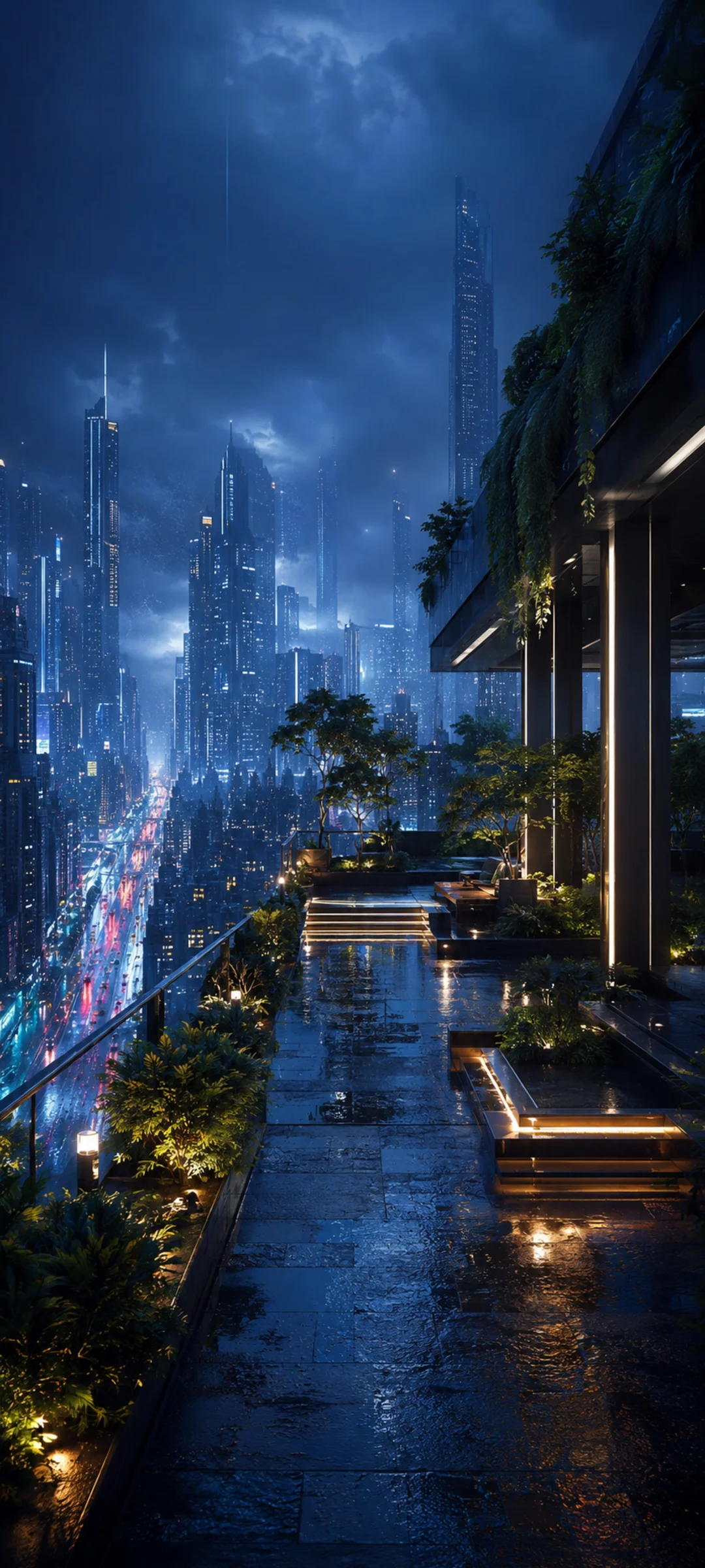 Blue Hour Traffic Garden