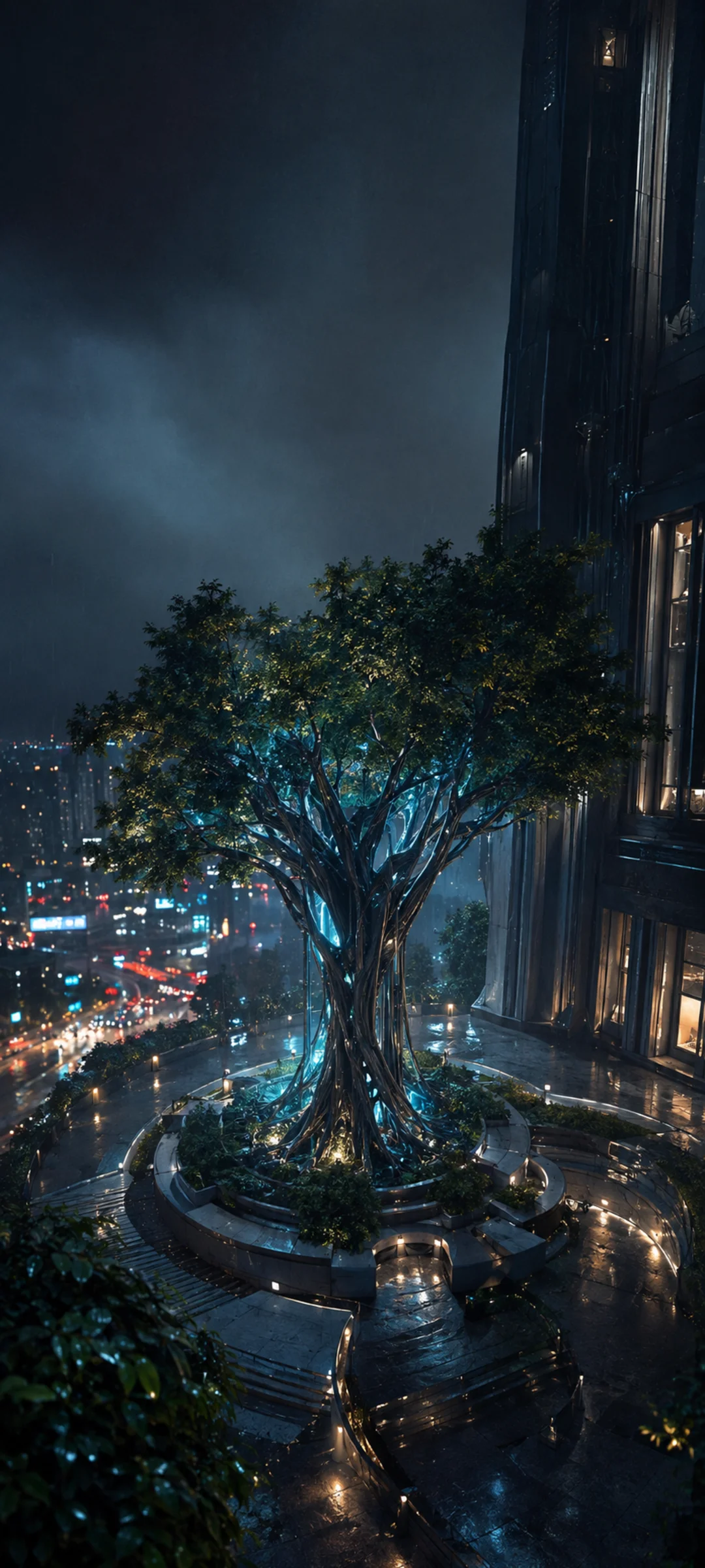 Cybernetic Tree Traffic Bokeh
