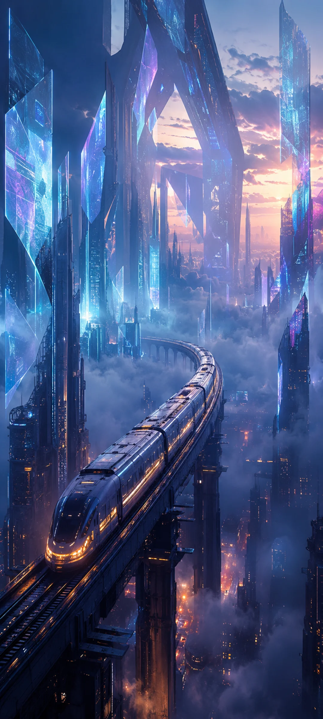 Elevated Train Cyan Fog