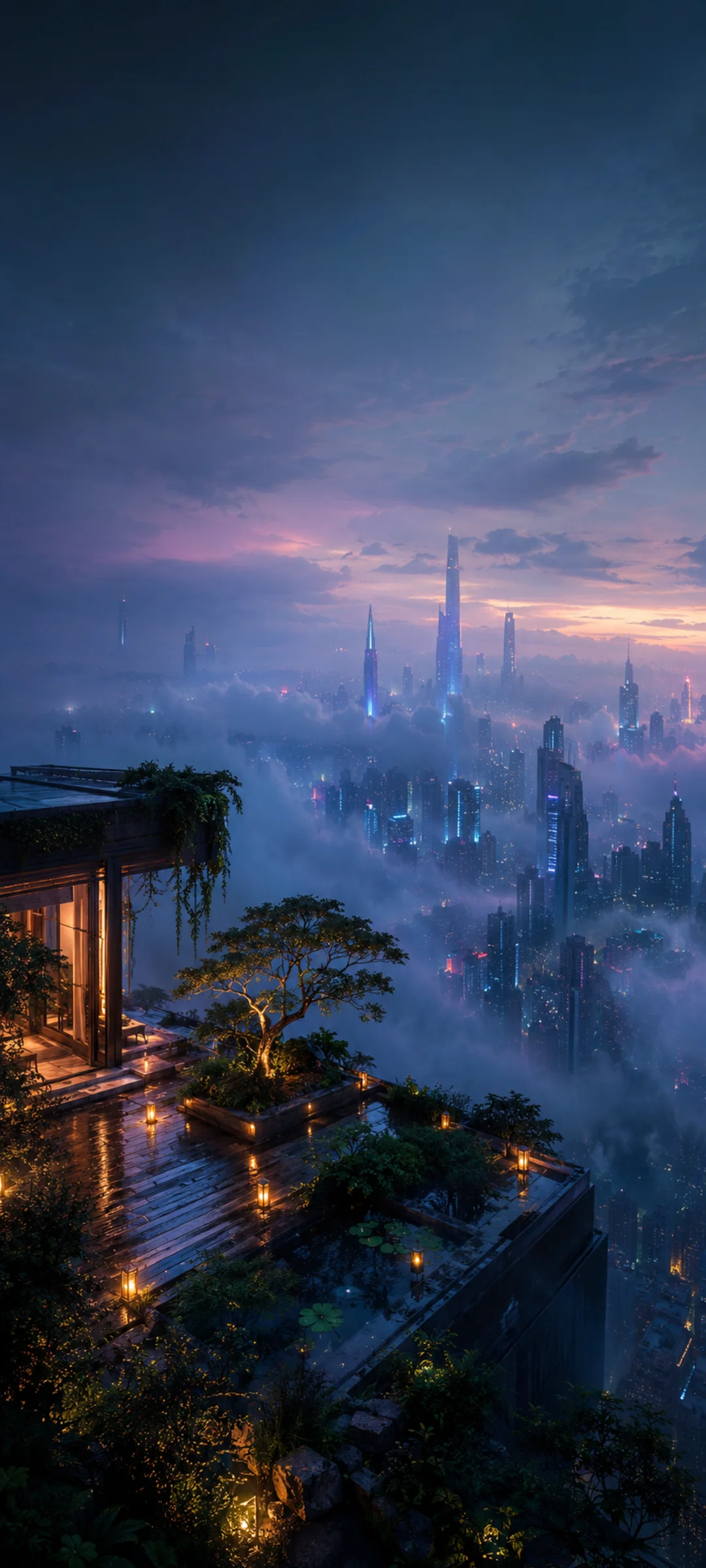 Foggy Electric City Garden