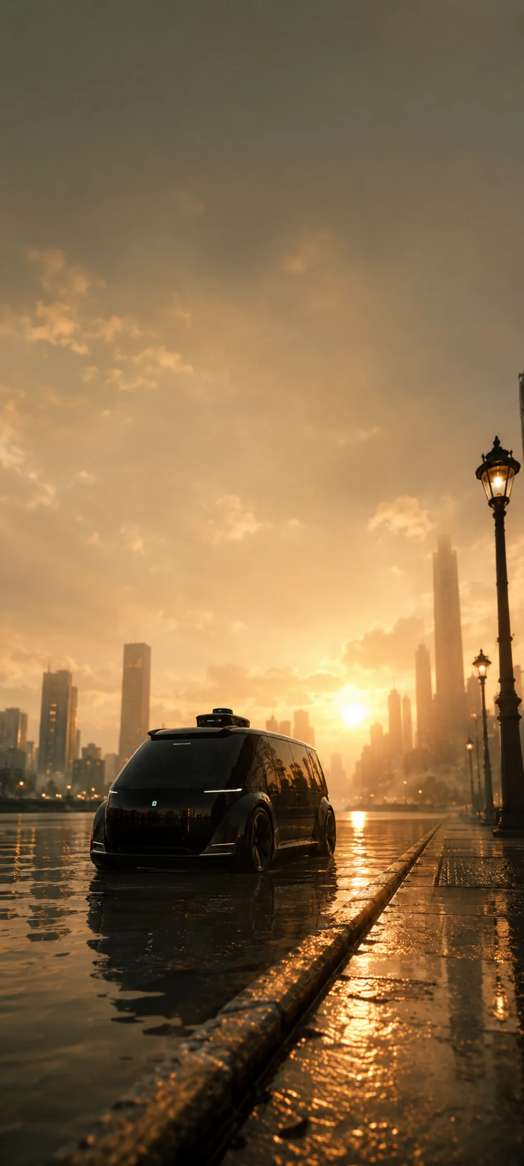 Golden Hour Flooded Taxi