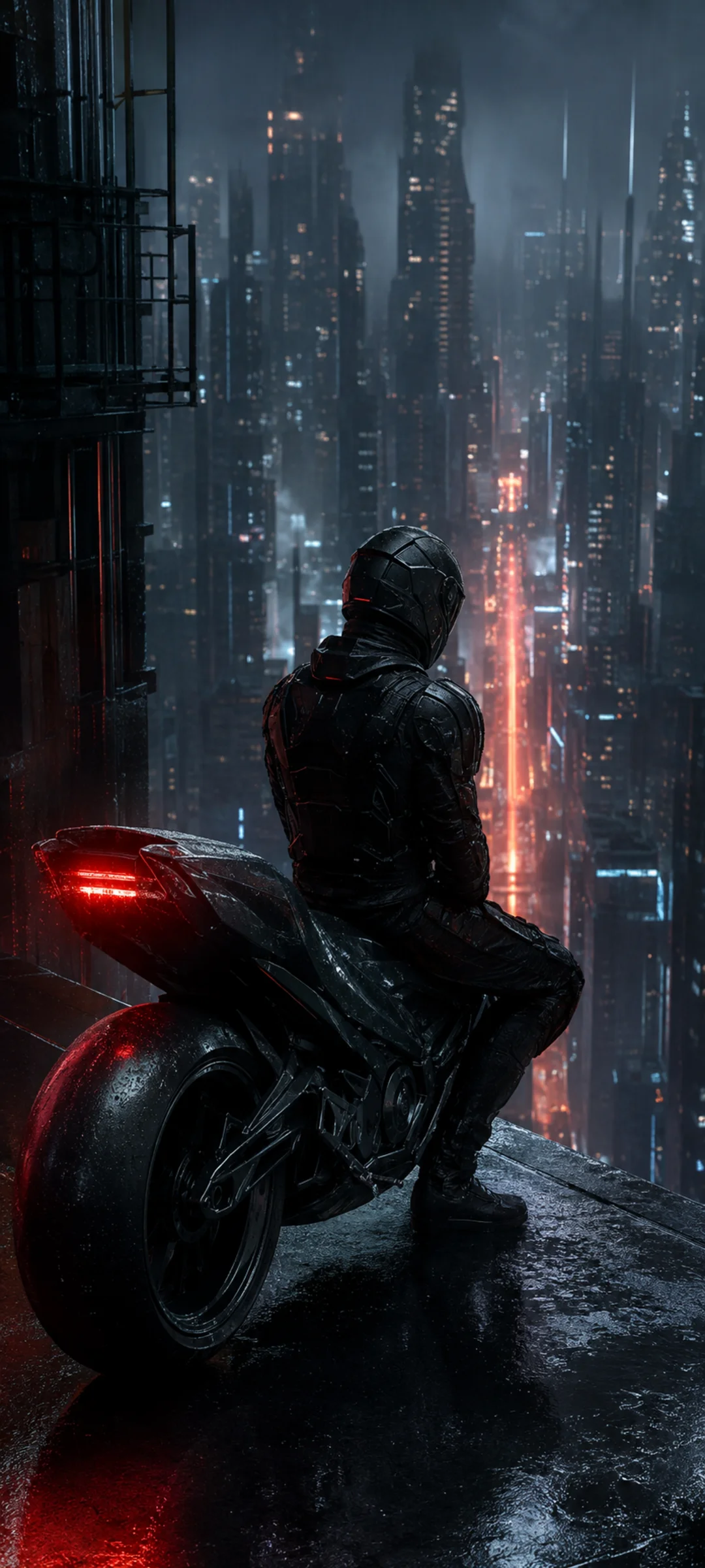 Motorcyclist Neon City