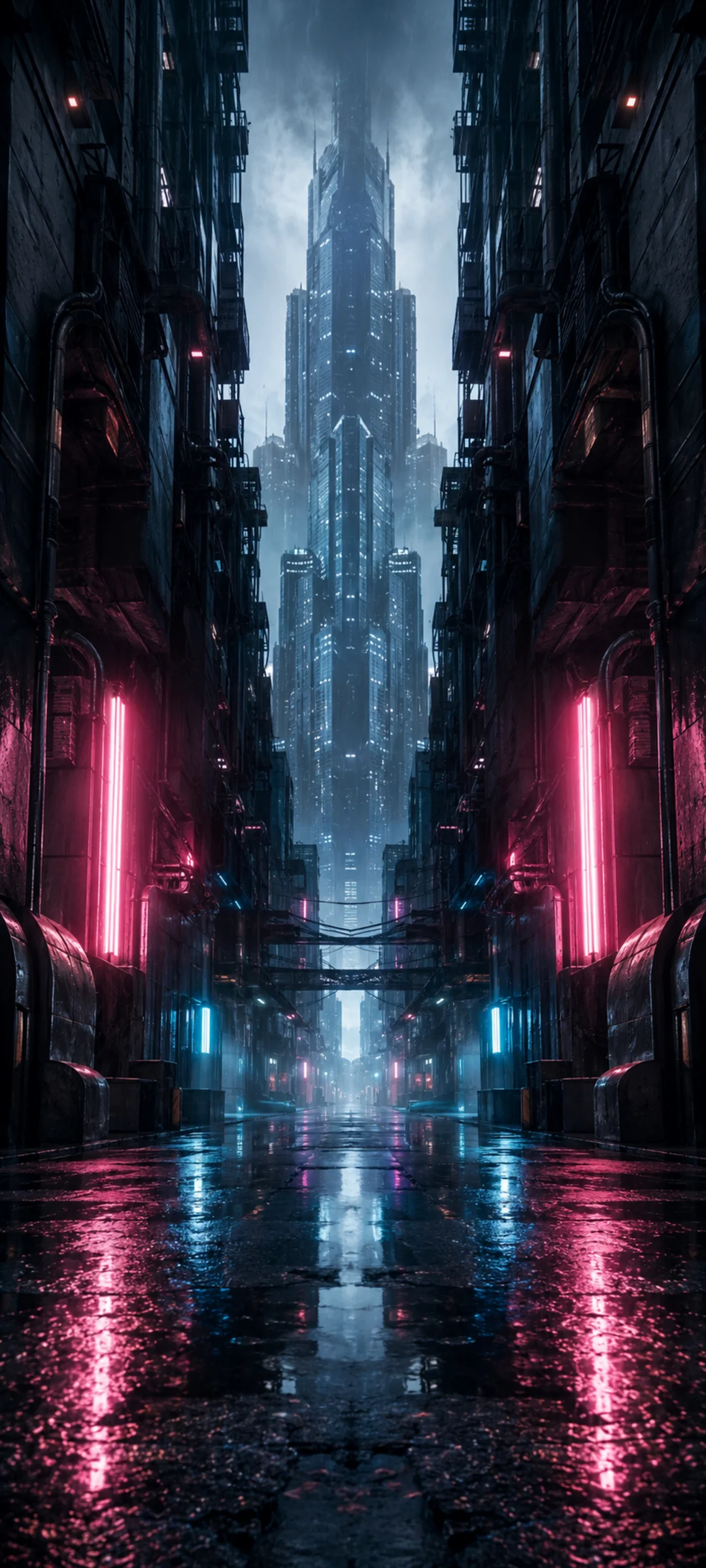 Symmetrical Brushed Metal Alley