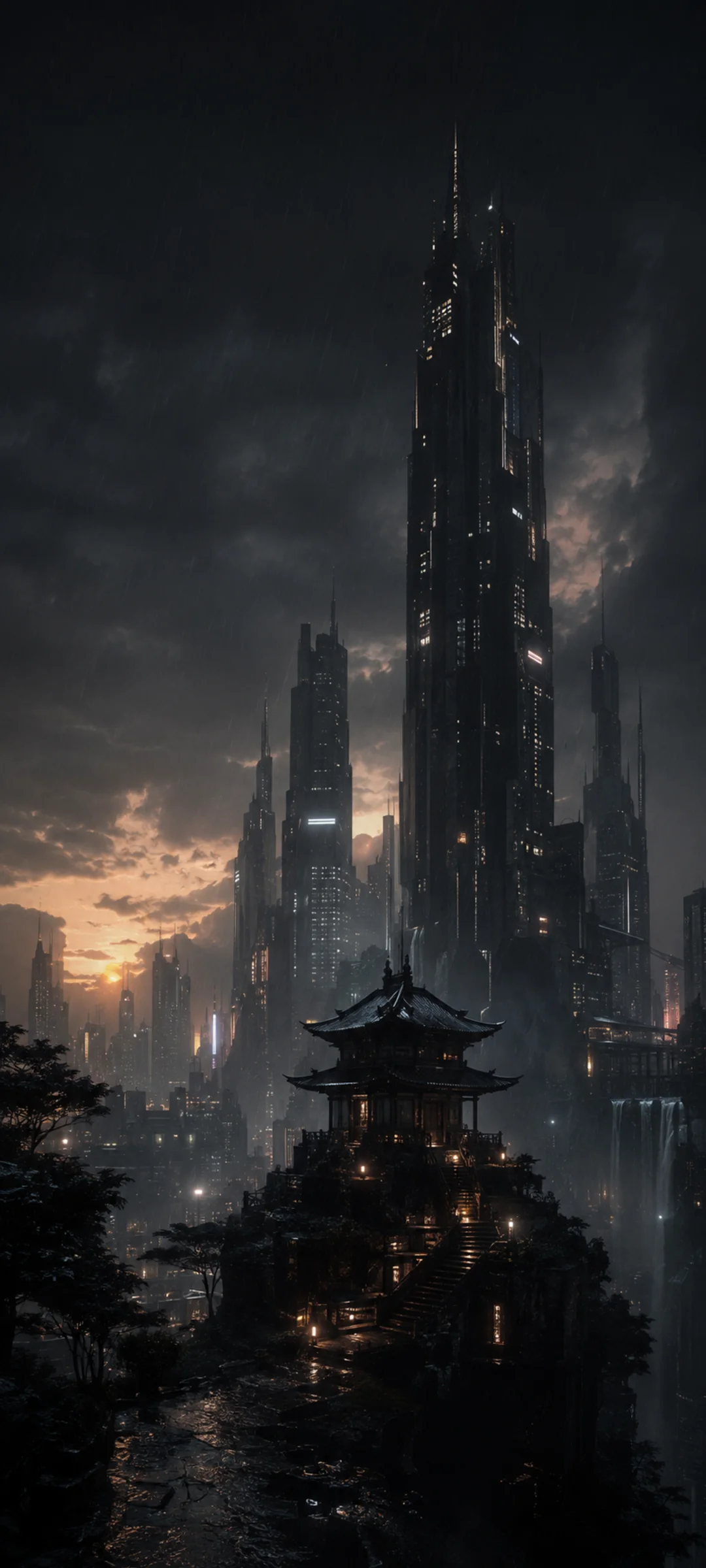 Temple Near Black Twilight