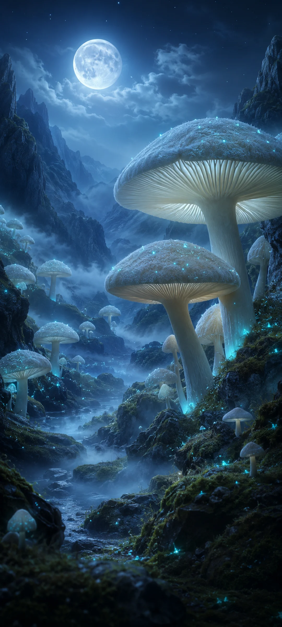 Giant Mushroom Moonlit Valley