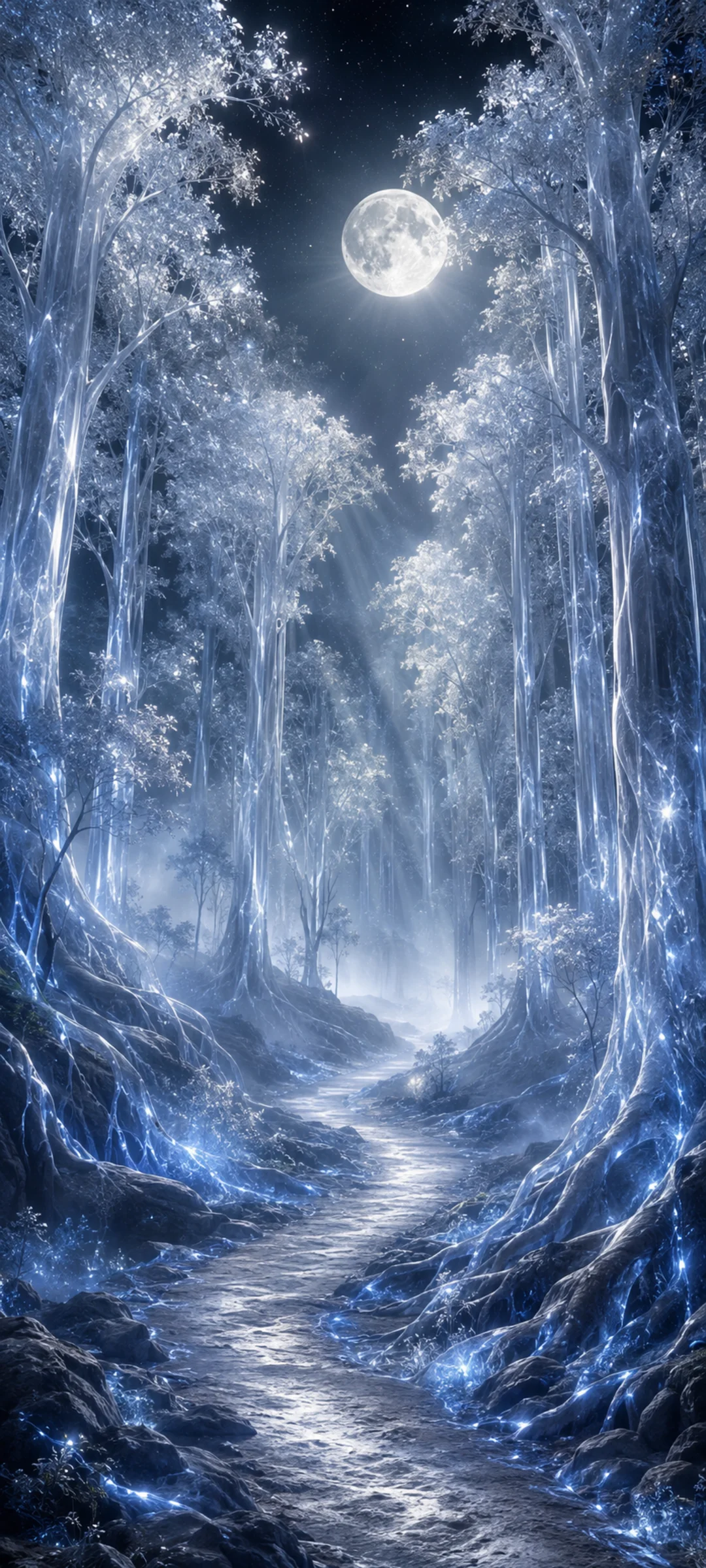 Moonlit Silver Forest
