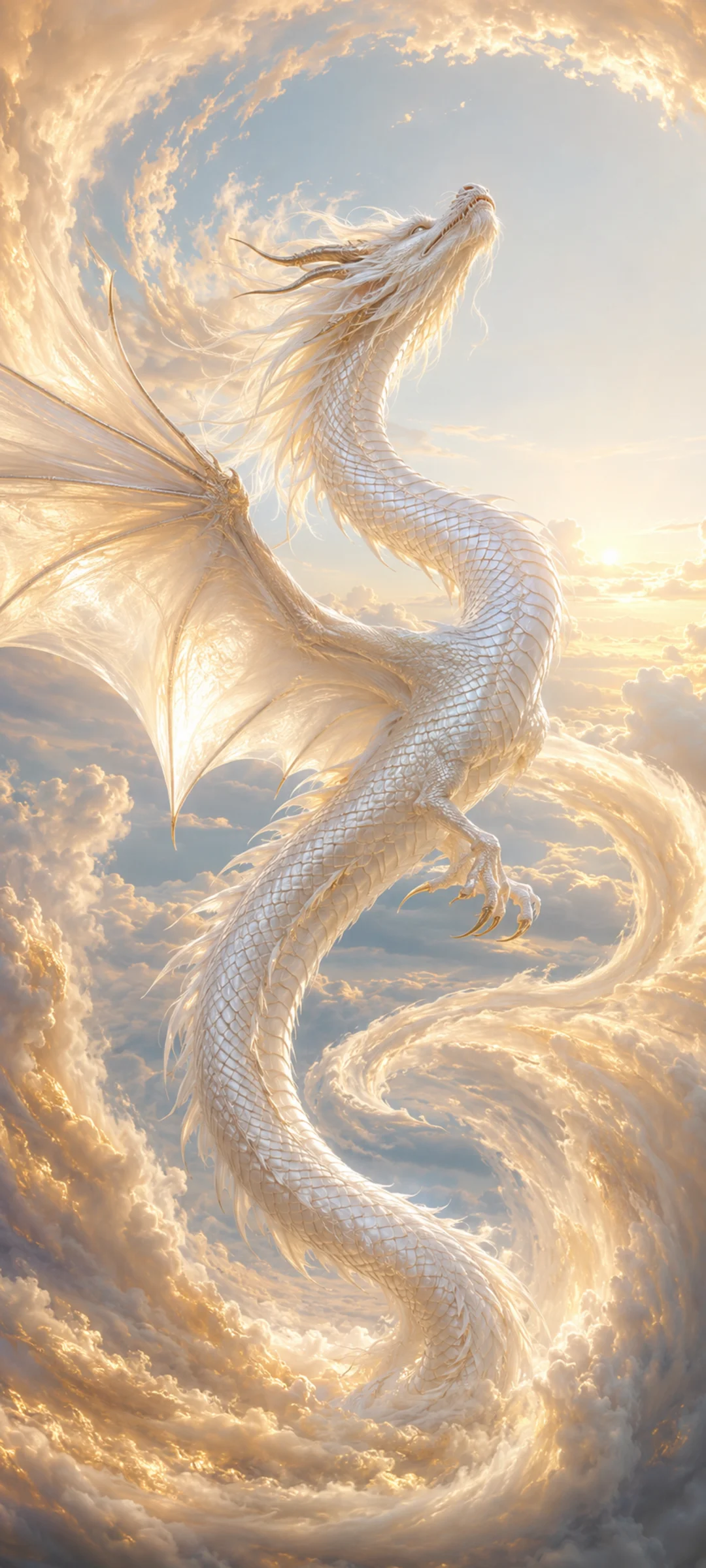 White Dragon Golden Clouds