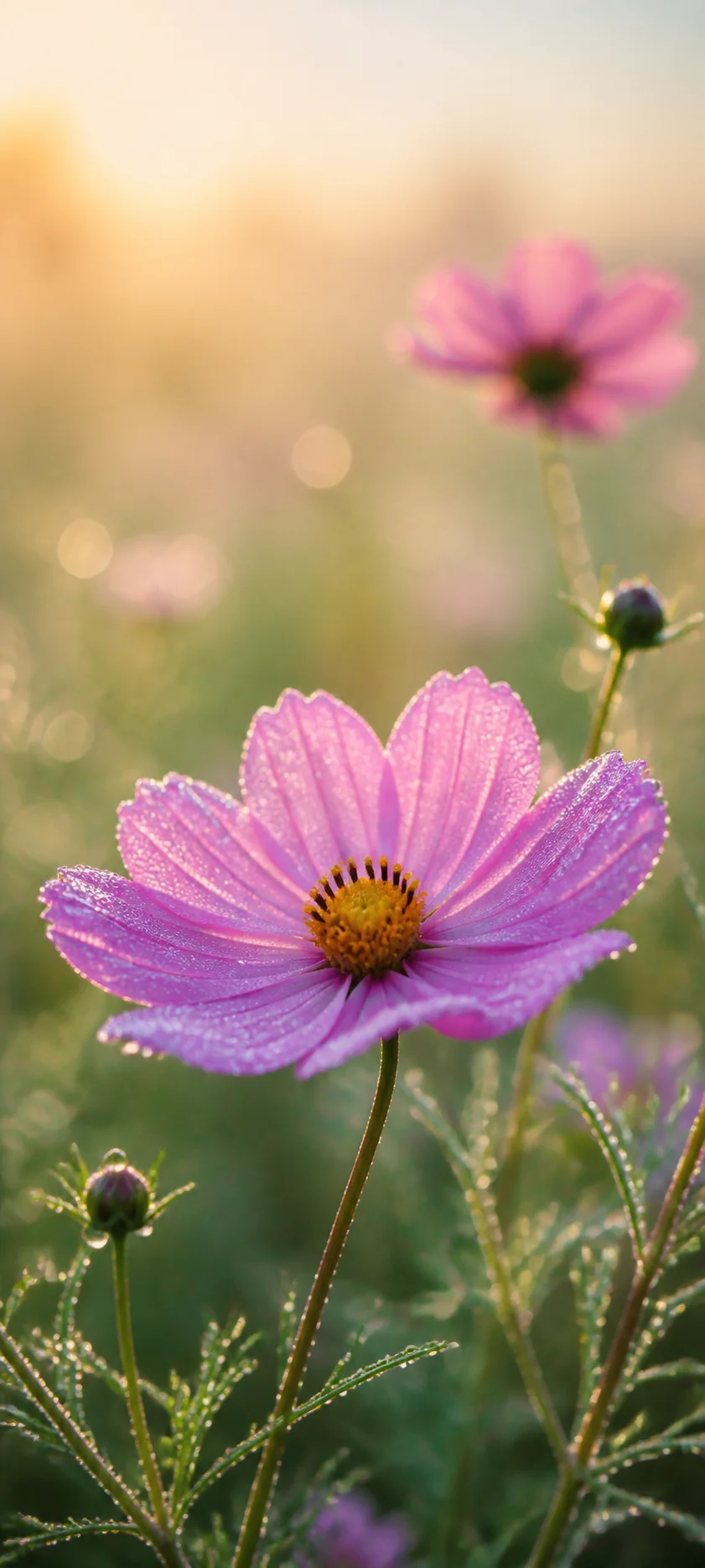 Dew Kissed Pink Cosmos Macro