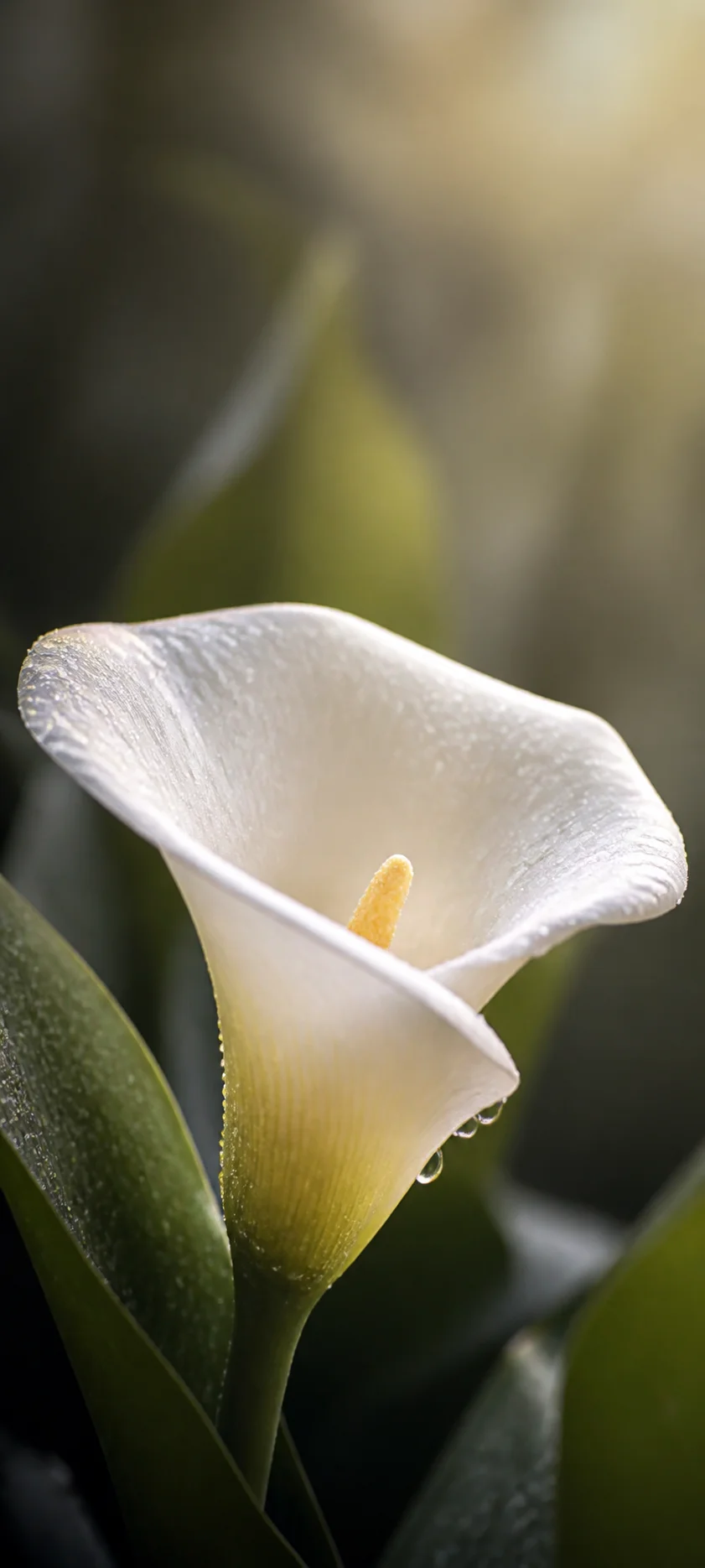Dew Kissed White Calla Lily Macro