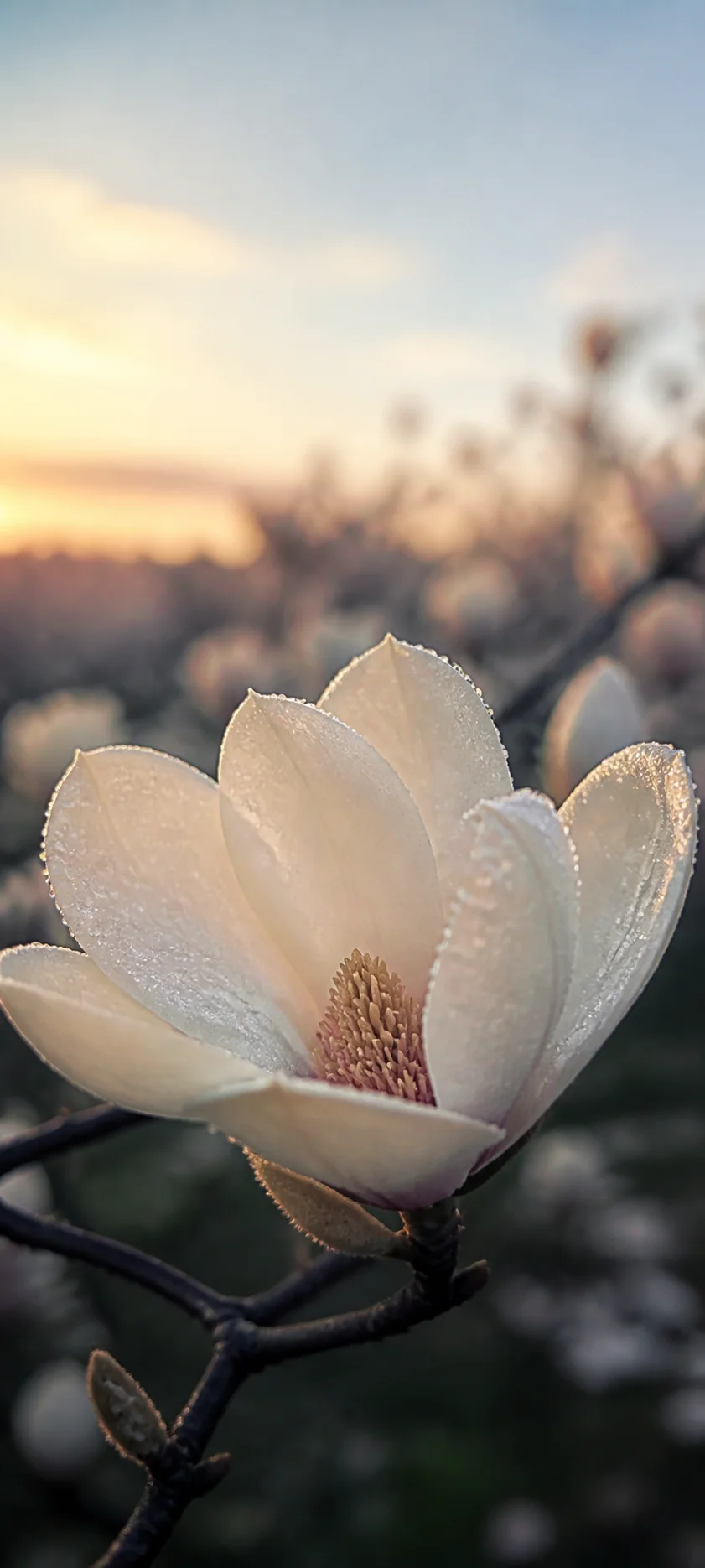 Dew Kissed White Magnolia Macro
