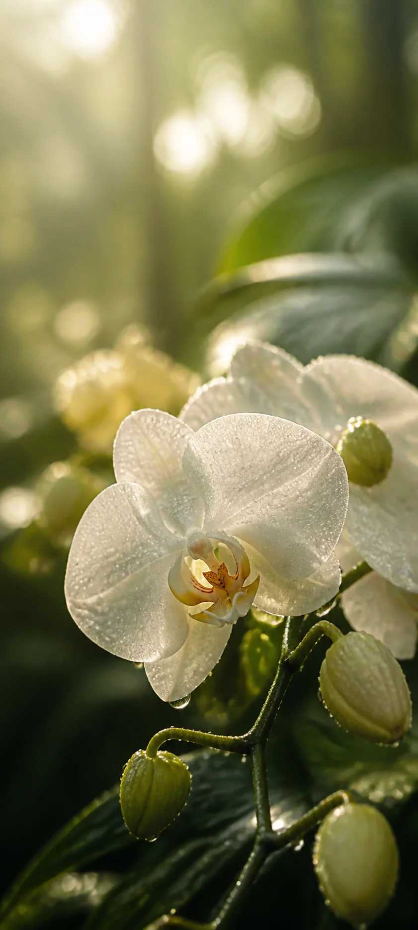 Dew Kissed White Orchid Macro
