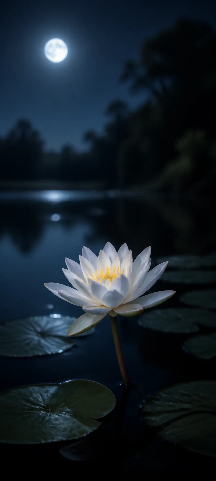 Moonlit White Water Lily