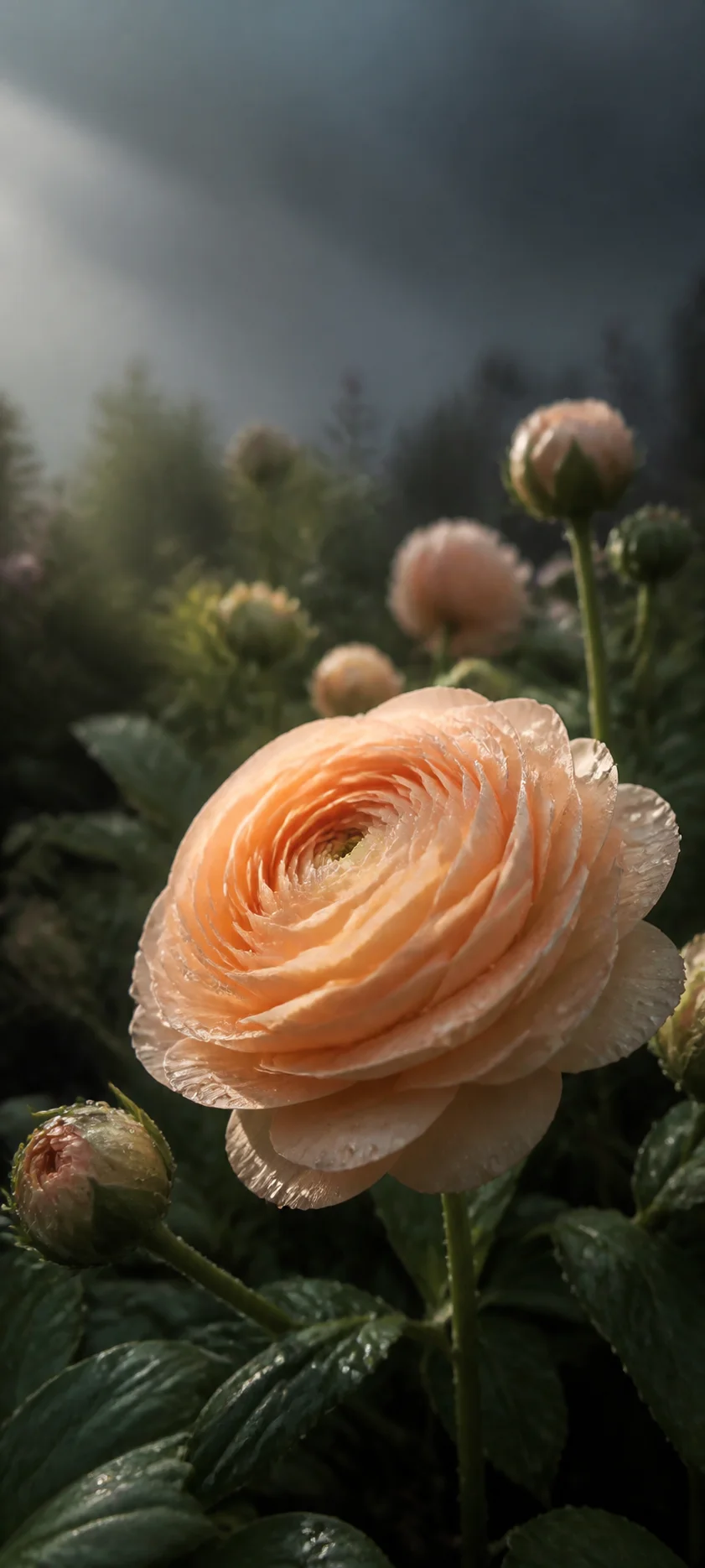 Peach Ranunculus After Rain
