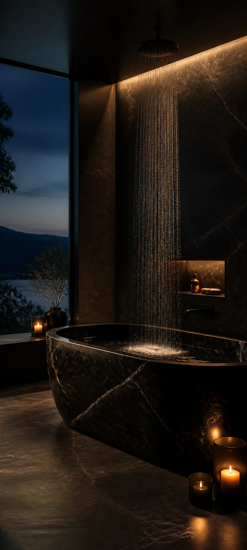 Blue Hour Black Marble Bath