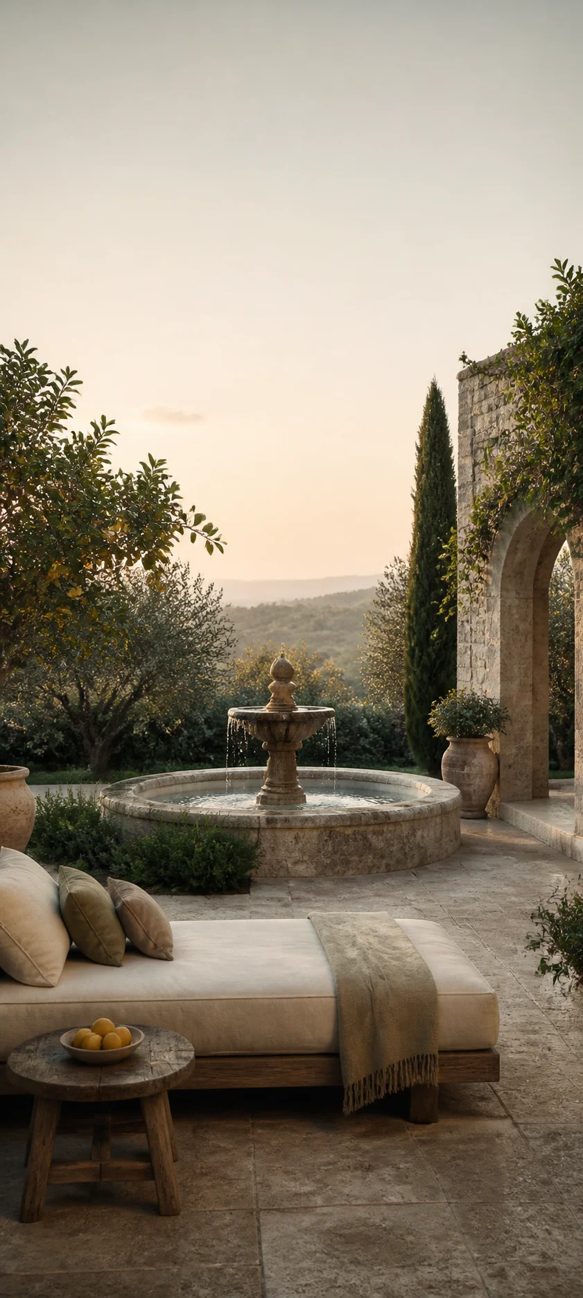 Cinematic Dawn Italian Courtyard