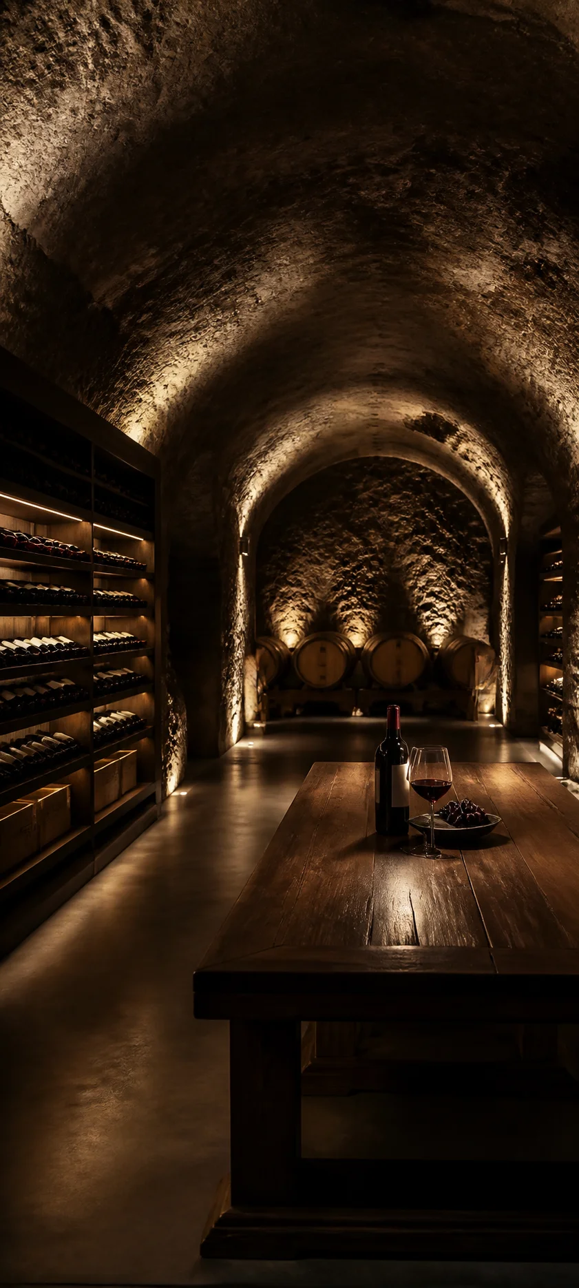 Cinematic Dawn Modern Wine Cellar