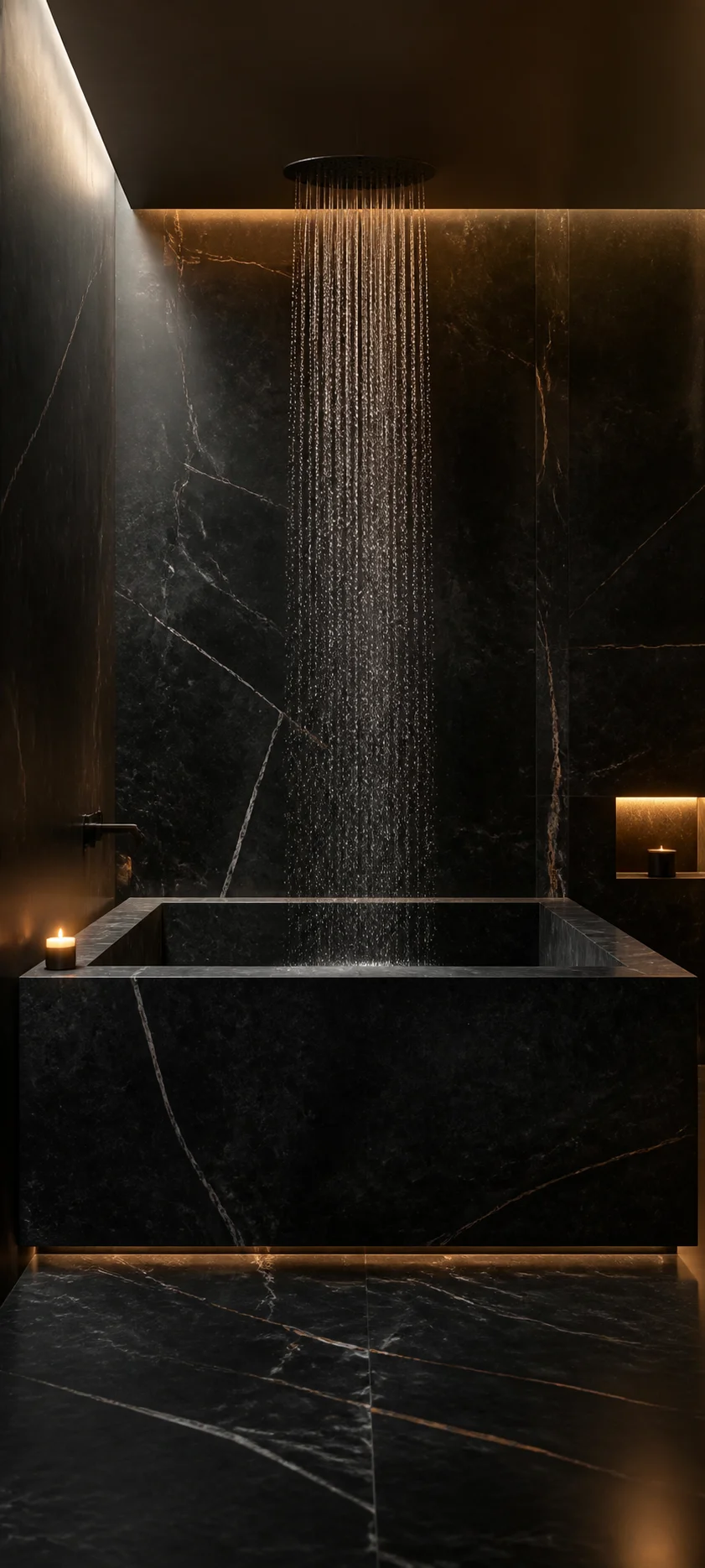 Minimal Luxe Black Marble Bath