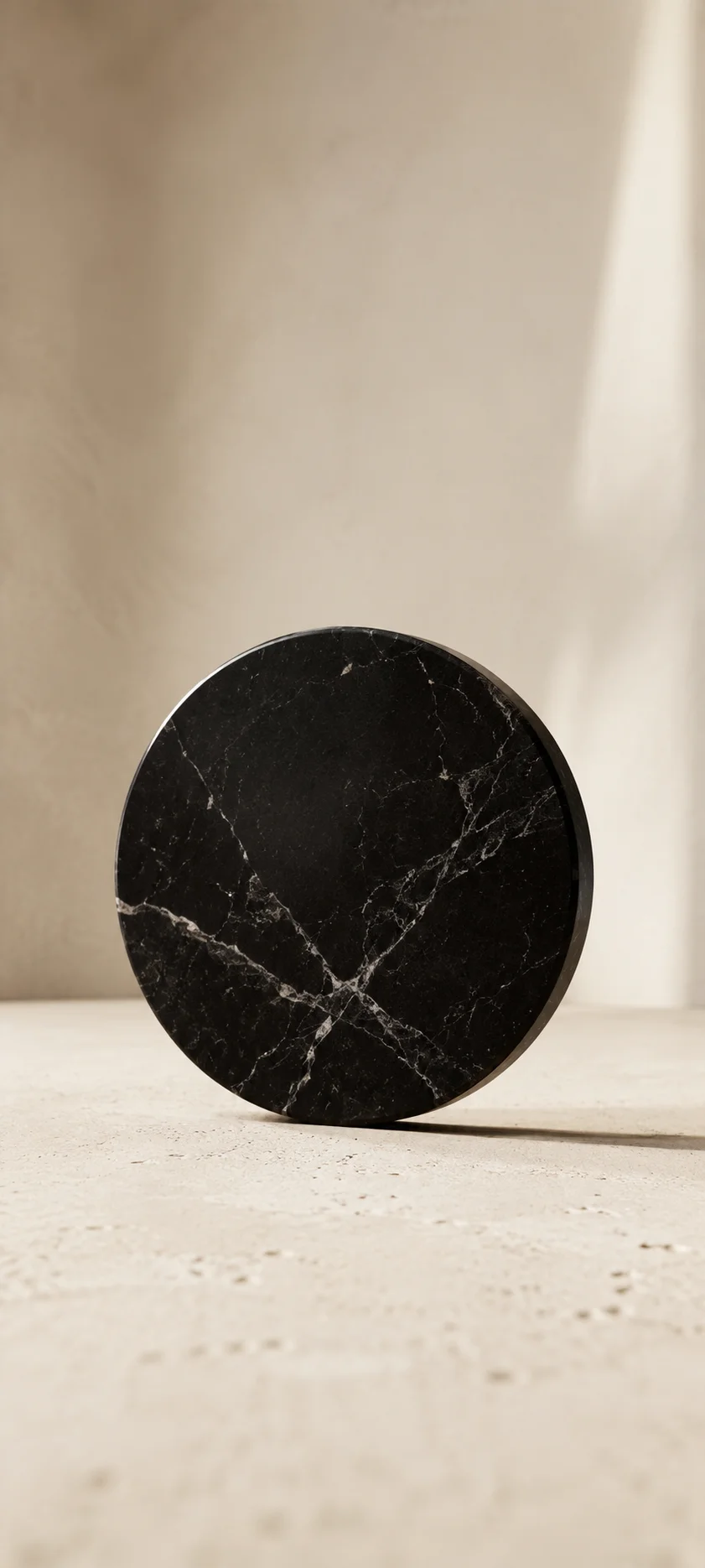 Black Marble Disc On Beige