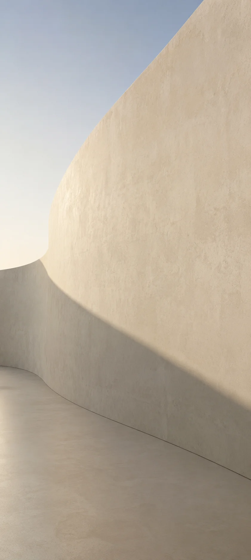 Curved Beige Wall Sunlit
